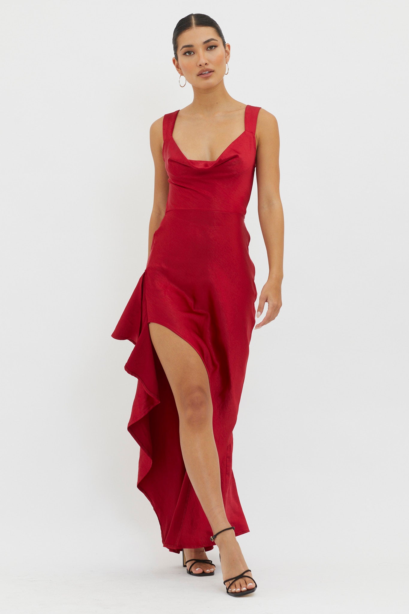 Ellianna Lace-Up Back Maxi Dress Red-Fable Dress