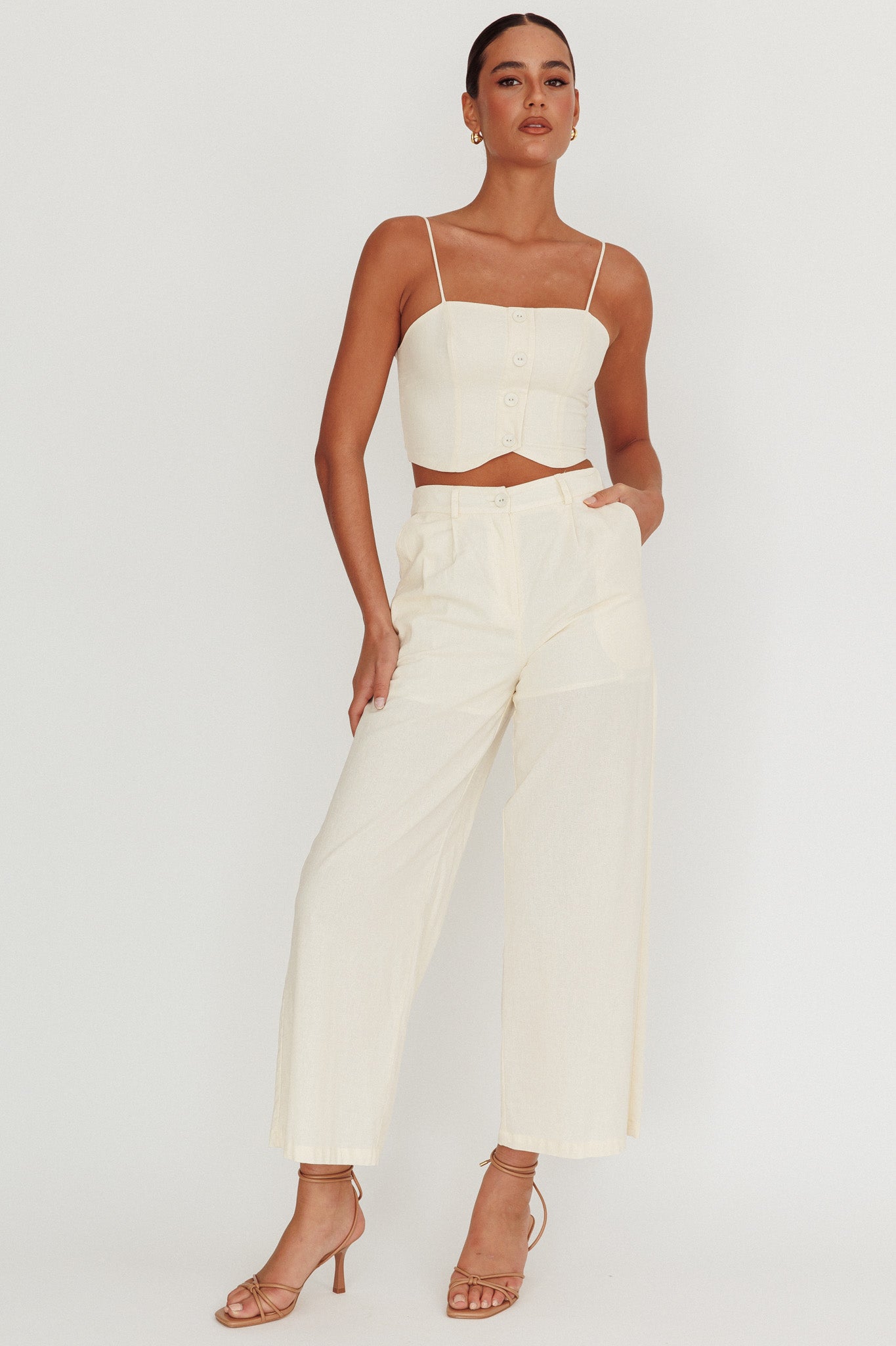 Breathless Wide Leg Pant Oat-Fable Dress