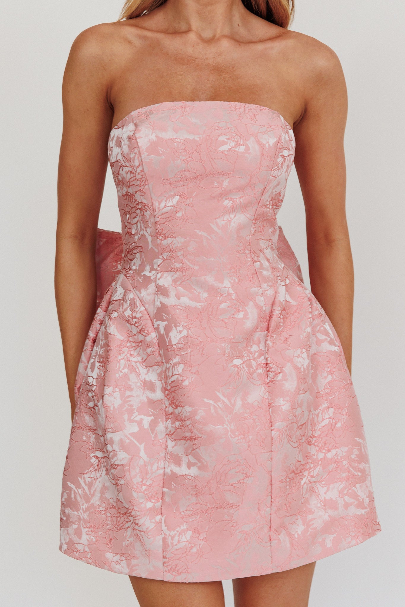 Melty Kisses Bow Mini Dress Pink-Fable Dress