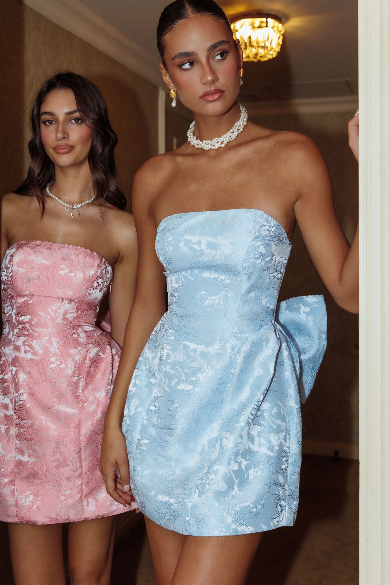 Melty Kisses Bow Mini Dress Blue-Fable Dress