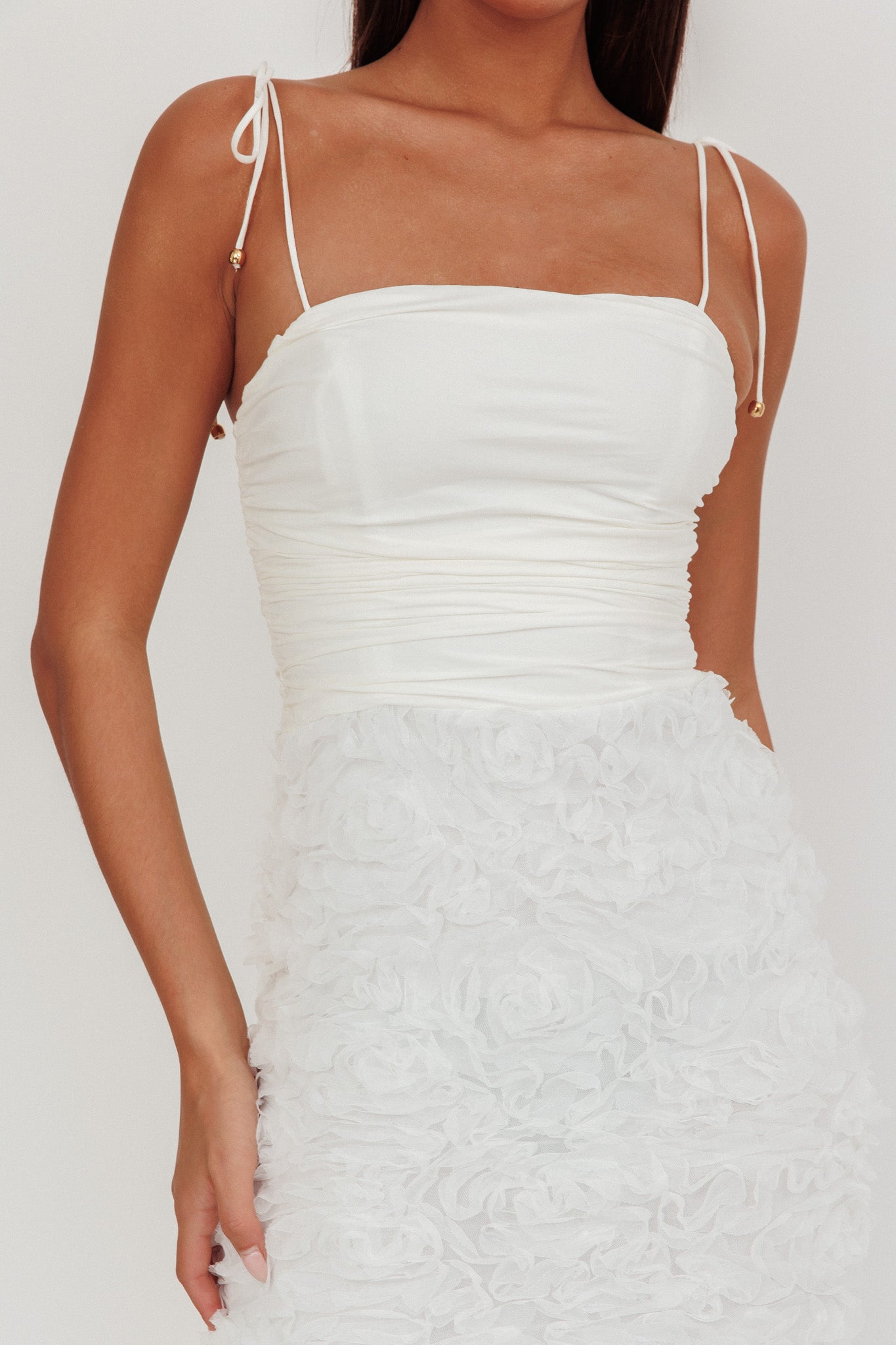 Love & Honor Textured Floral Maxi Dress White-Fable Dress