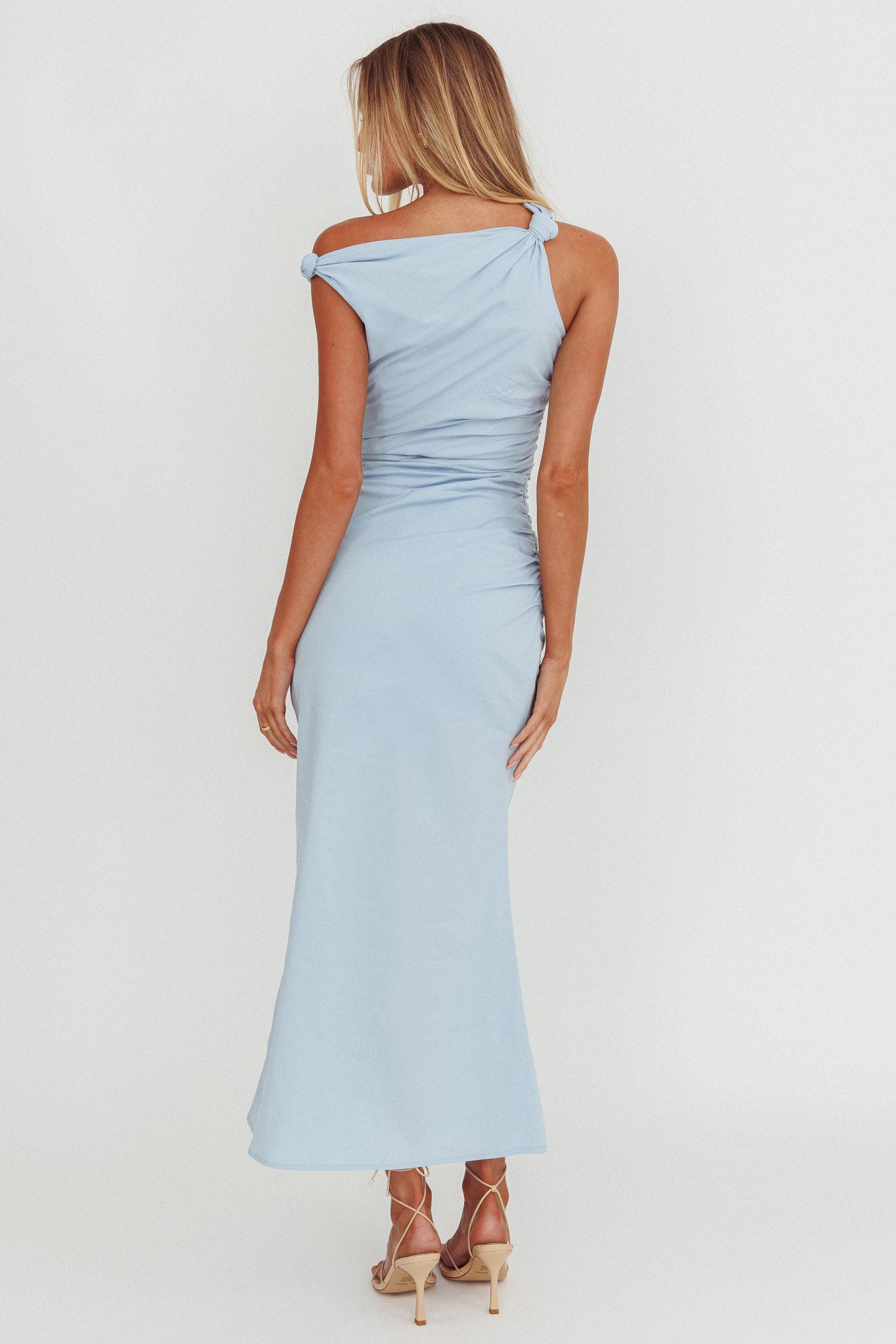 Angel's Song Asymmetric Neckline Maxi Dress Blue-Fable Dress