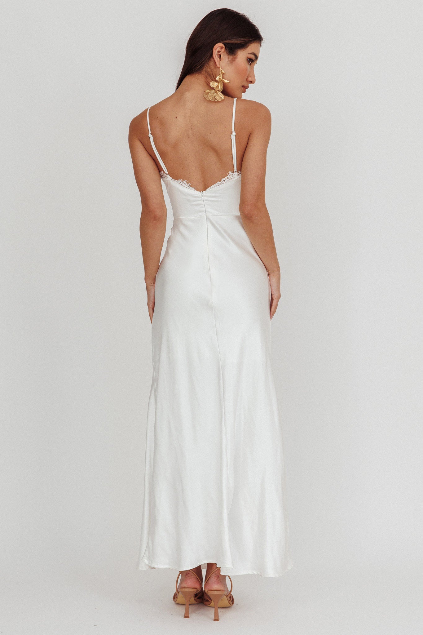 Our Story Surplice Neckline Maxi Dress Off White-Fable Dress