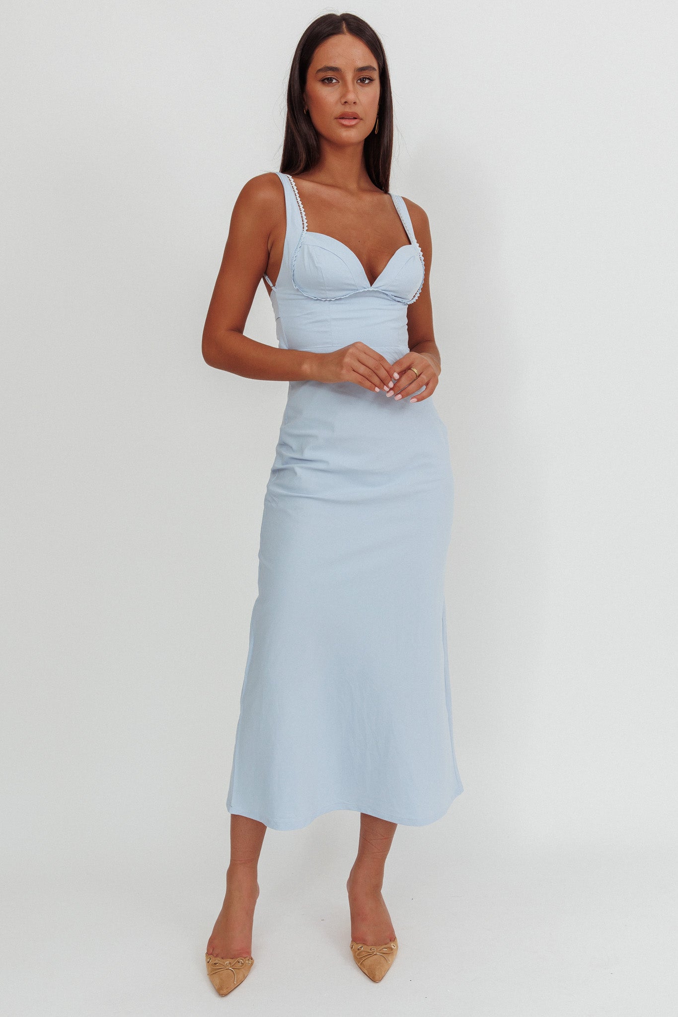 Moonlit Reverie Twist Back Maxi Dress Blue-Fable Dress