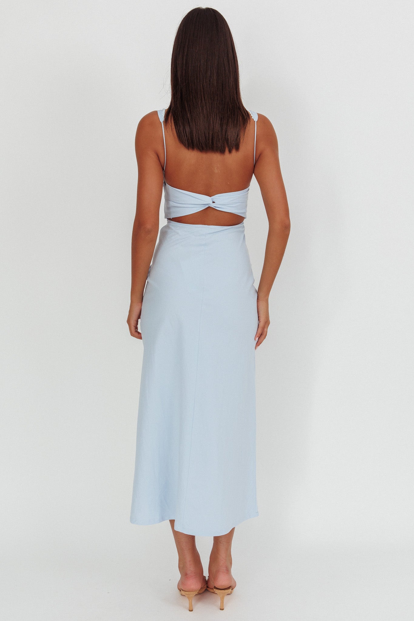 Moonlit Reverie Twist Back Maxi Dress Blue-Fable Dress