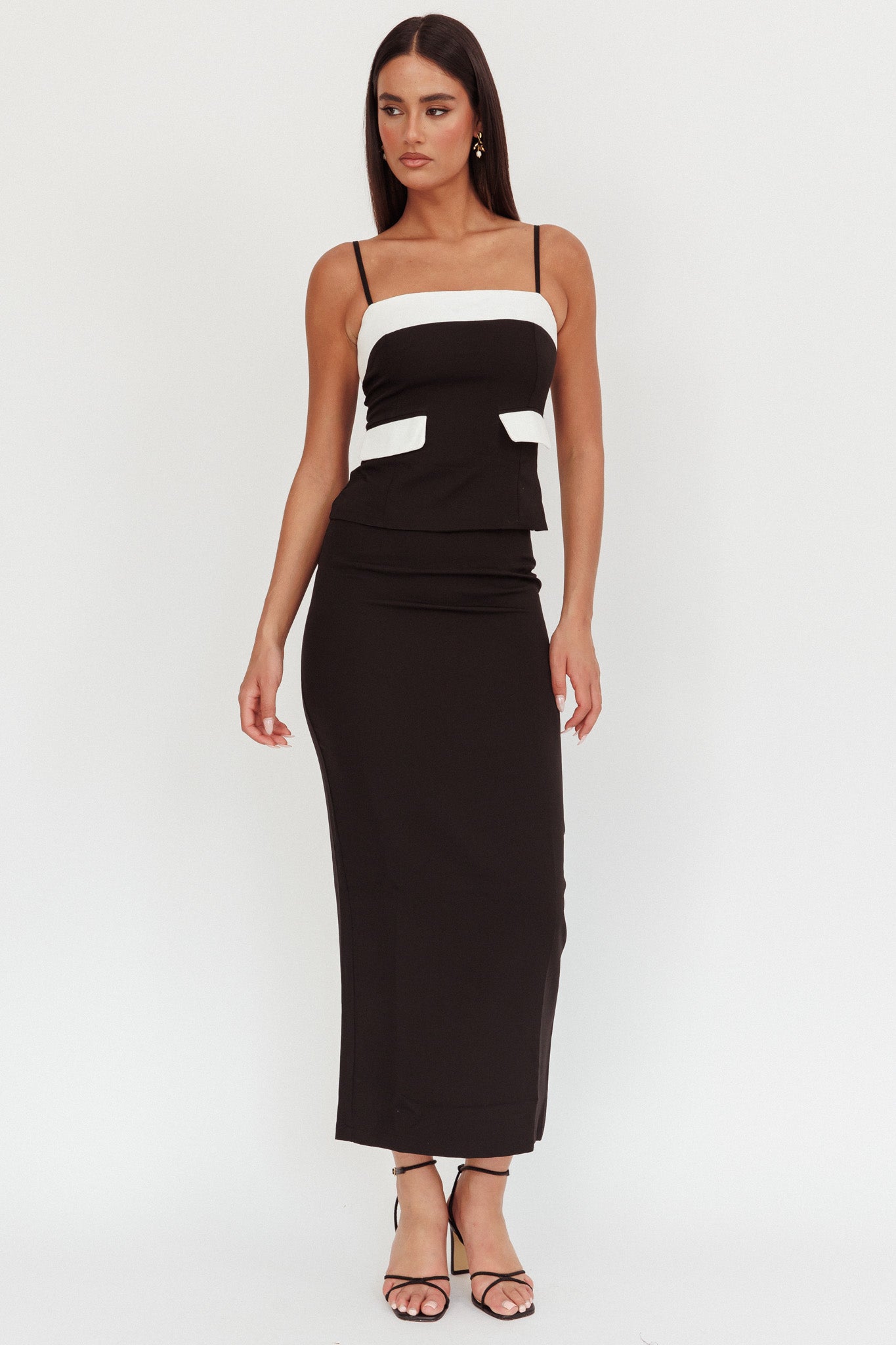 Switched On Column Maxi Skirt Black-Fable Dress