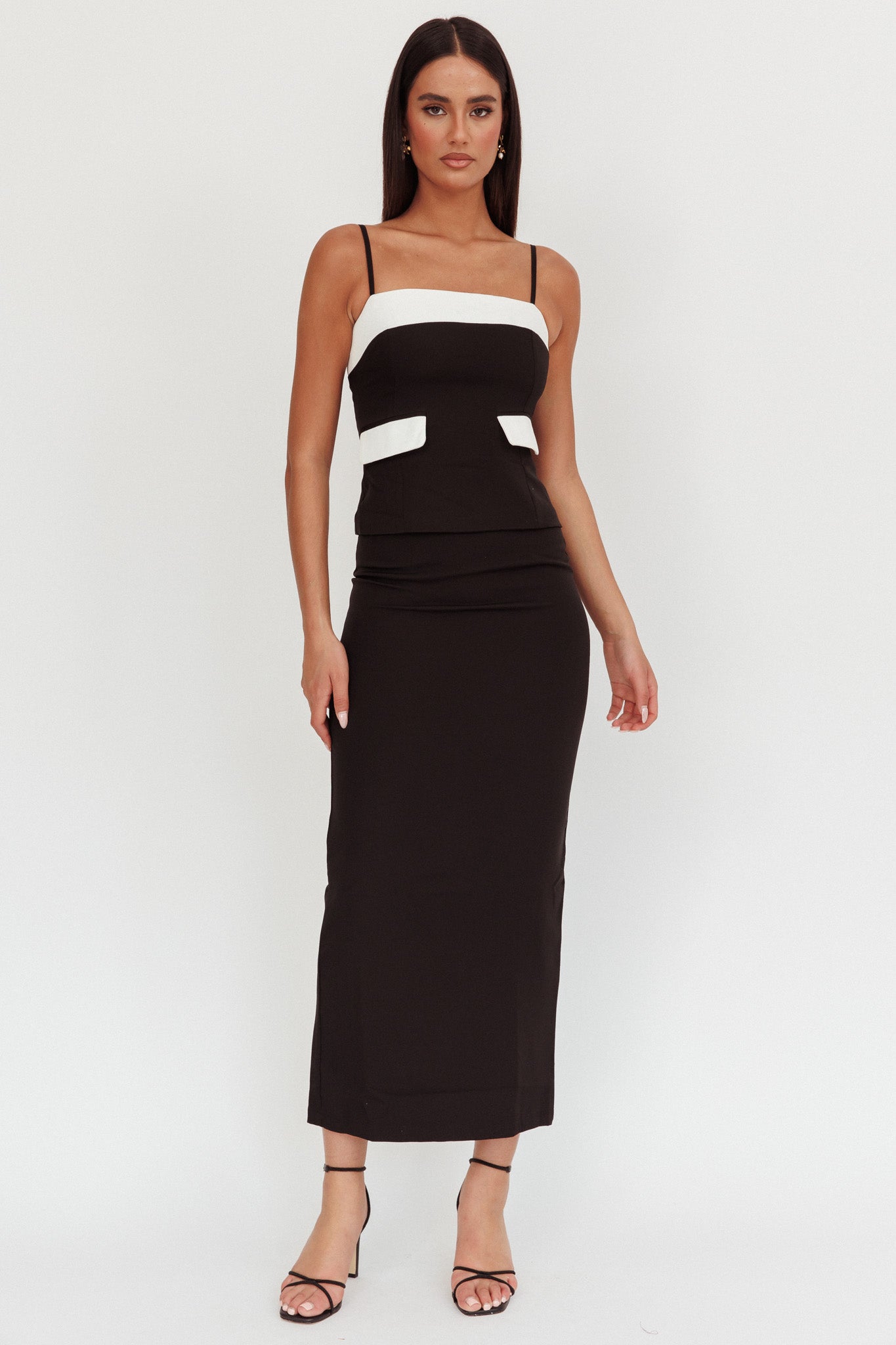 Switched On Column Maxi Skirt Black-Fable Dress