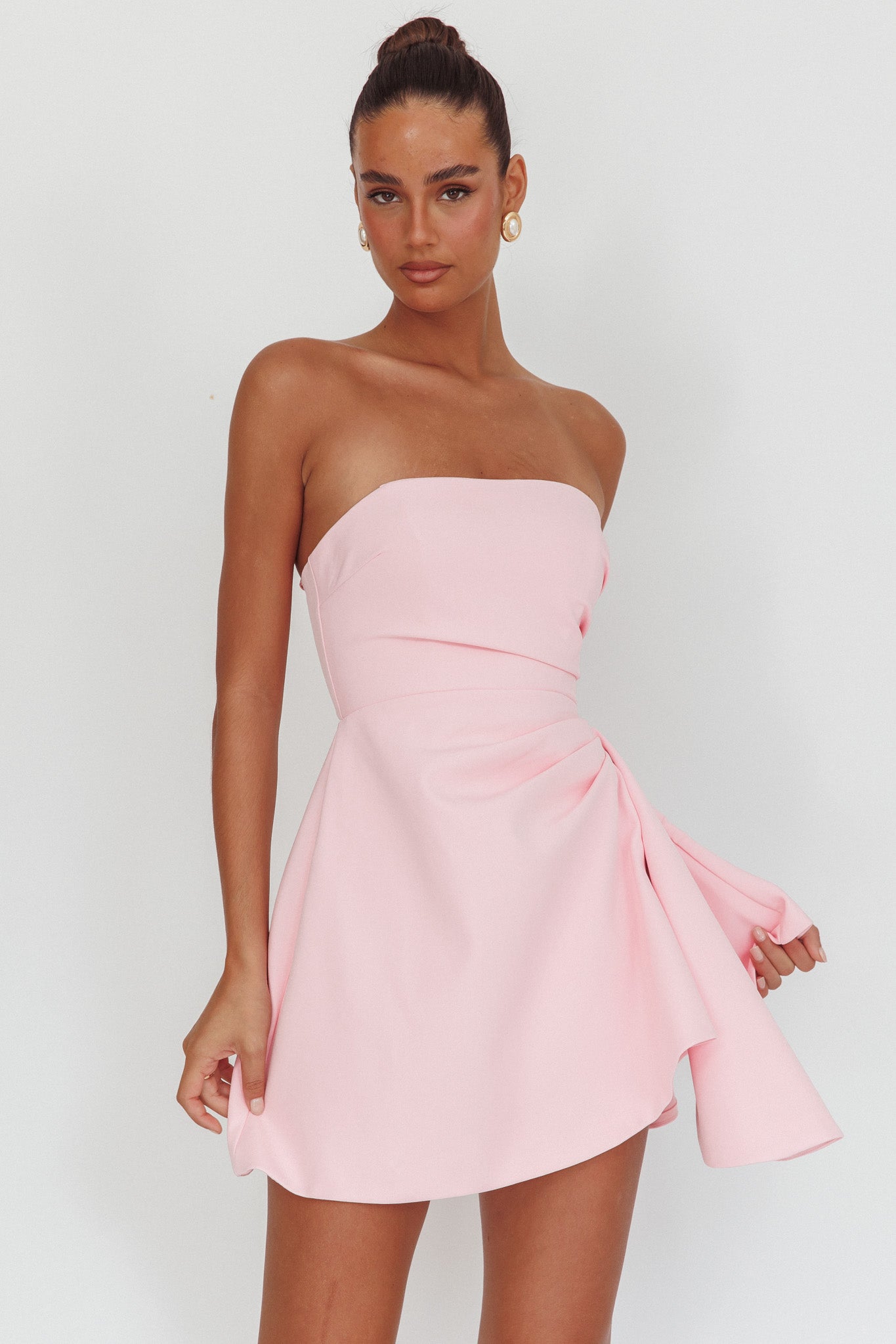 Minnesota Strapless Mini Dress Pink-Fable Dress