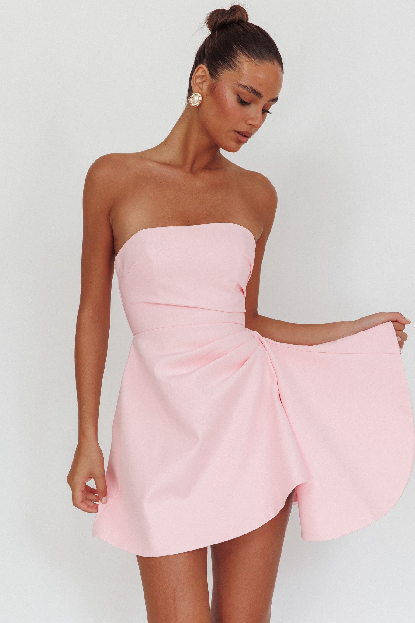 Minnesota Strapless Mini Dress Pink-Fable Dress