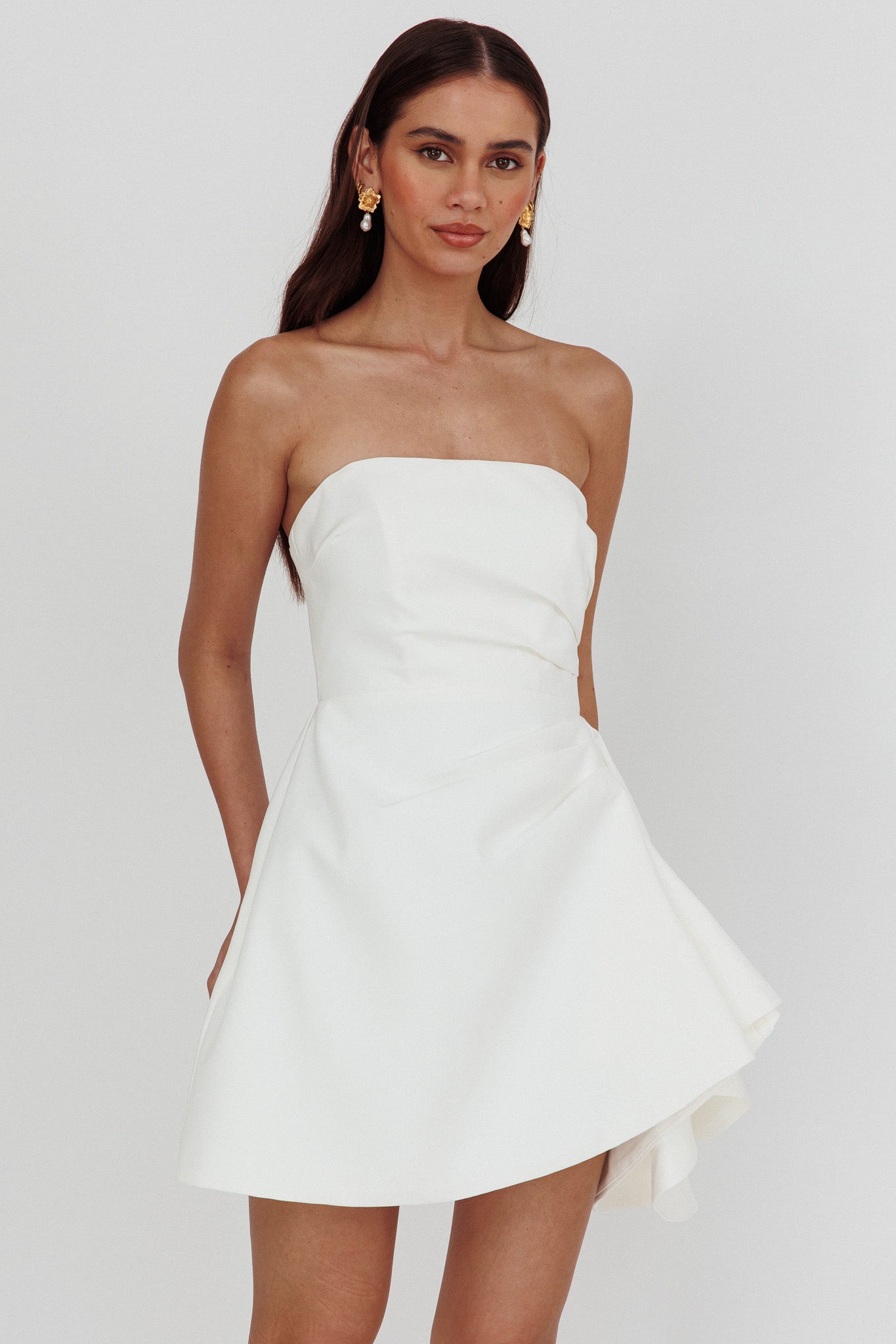 Minnesota Strapless Mini Dress White-Fable Dress