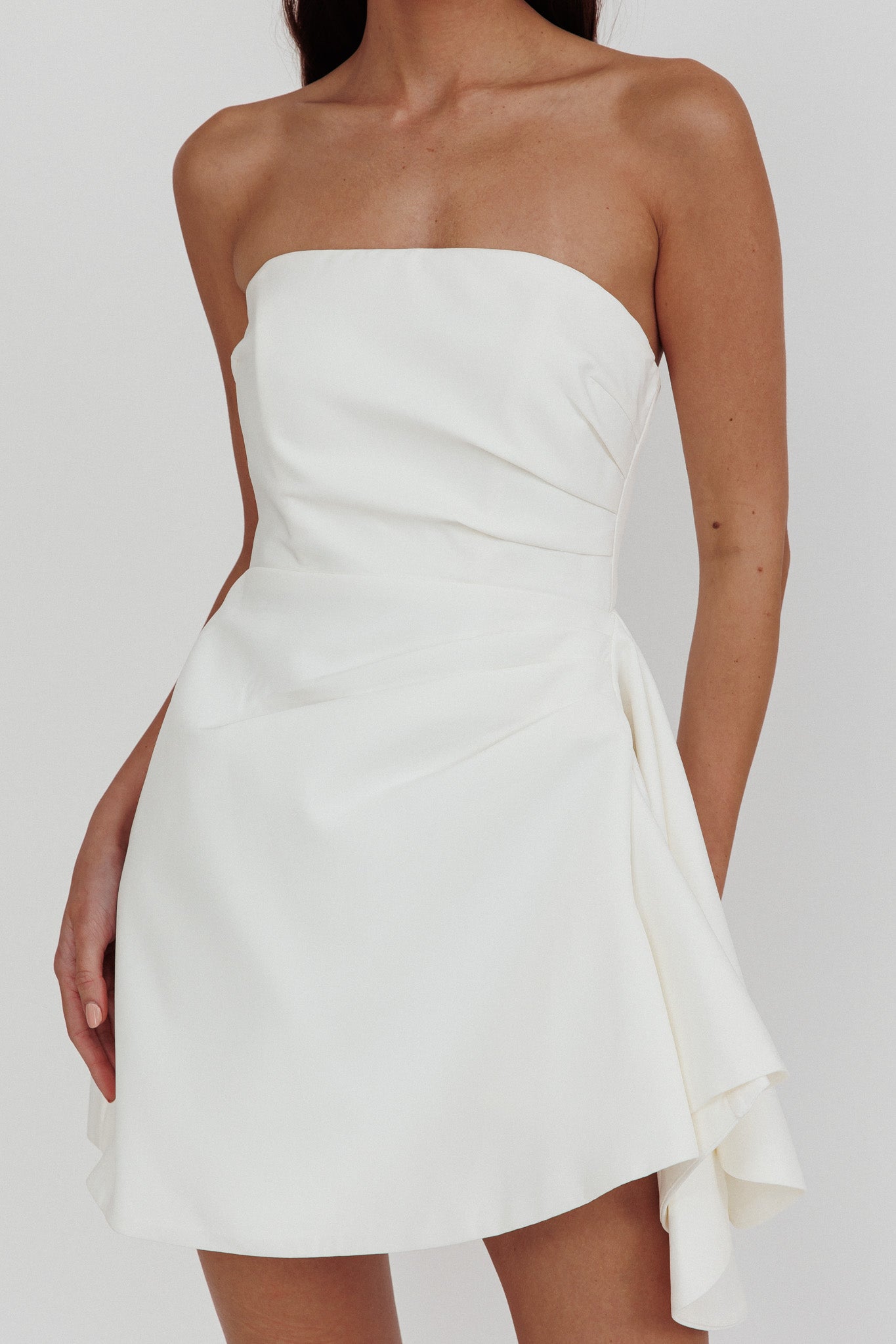 Minnesota Strapless Mini Dress White-Fable Dress