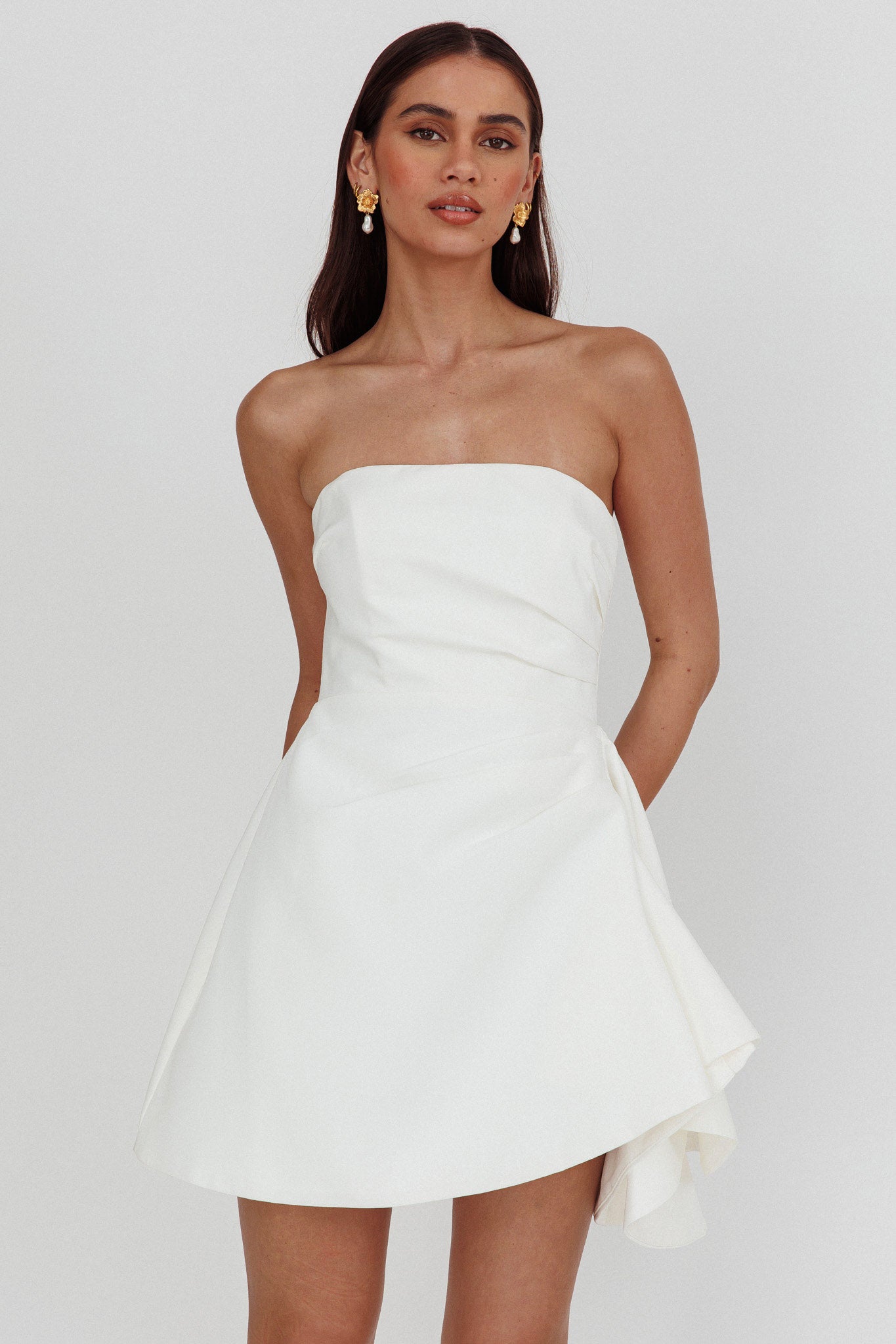 Minnesota Strapless Mini Dress White-Fable Dress