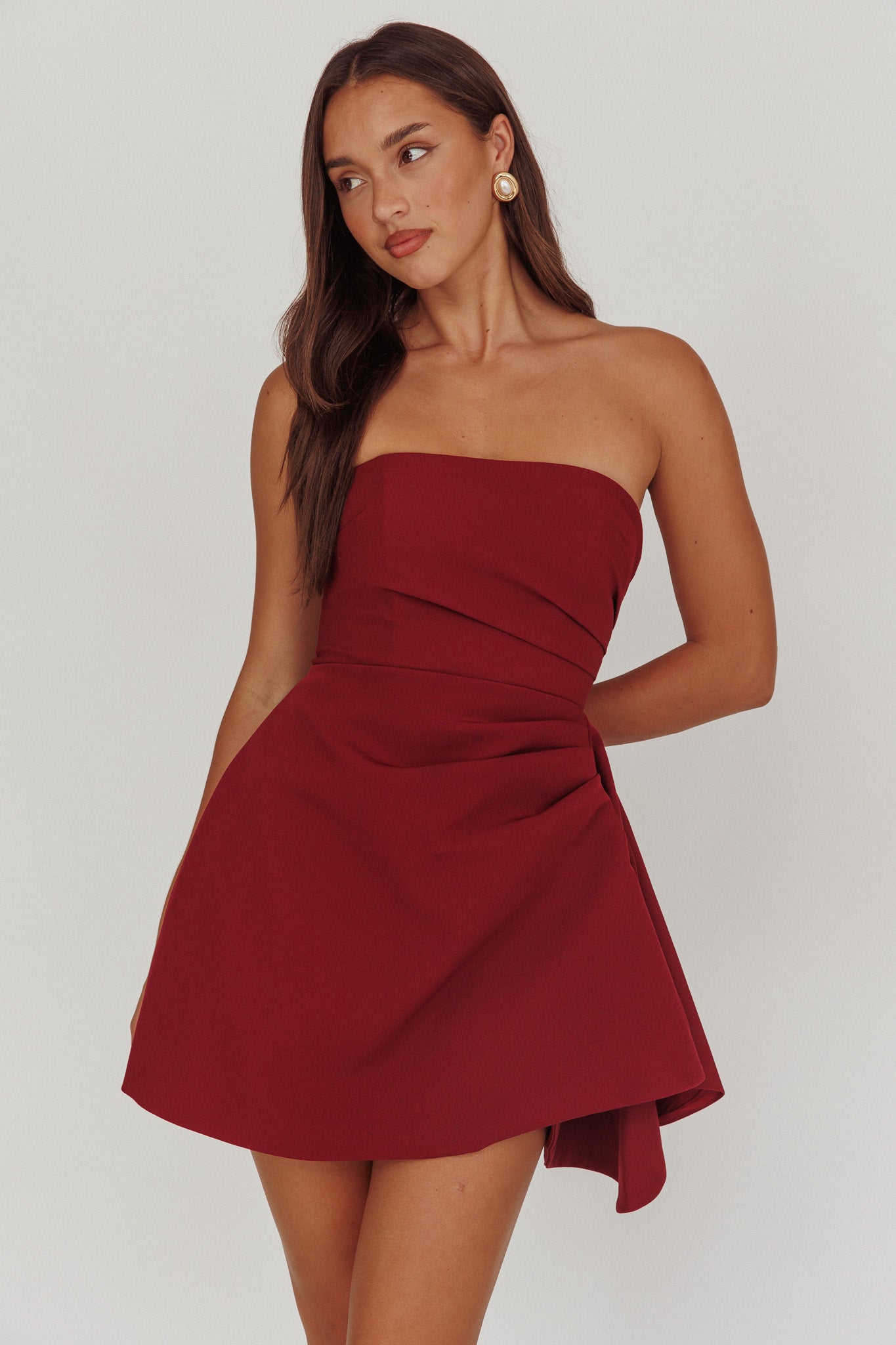 Minnesota Strapless Mini Dress Wine-Fable Dress