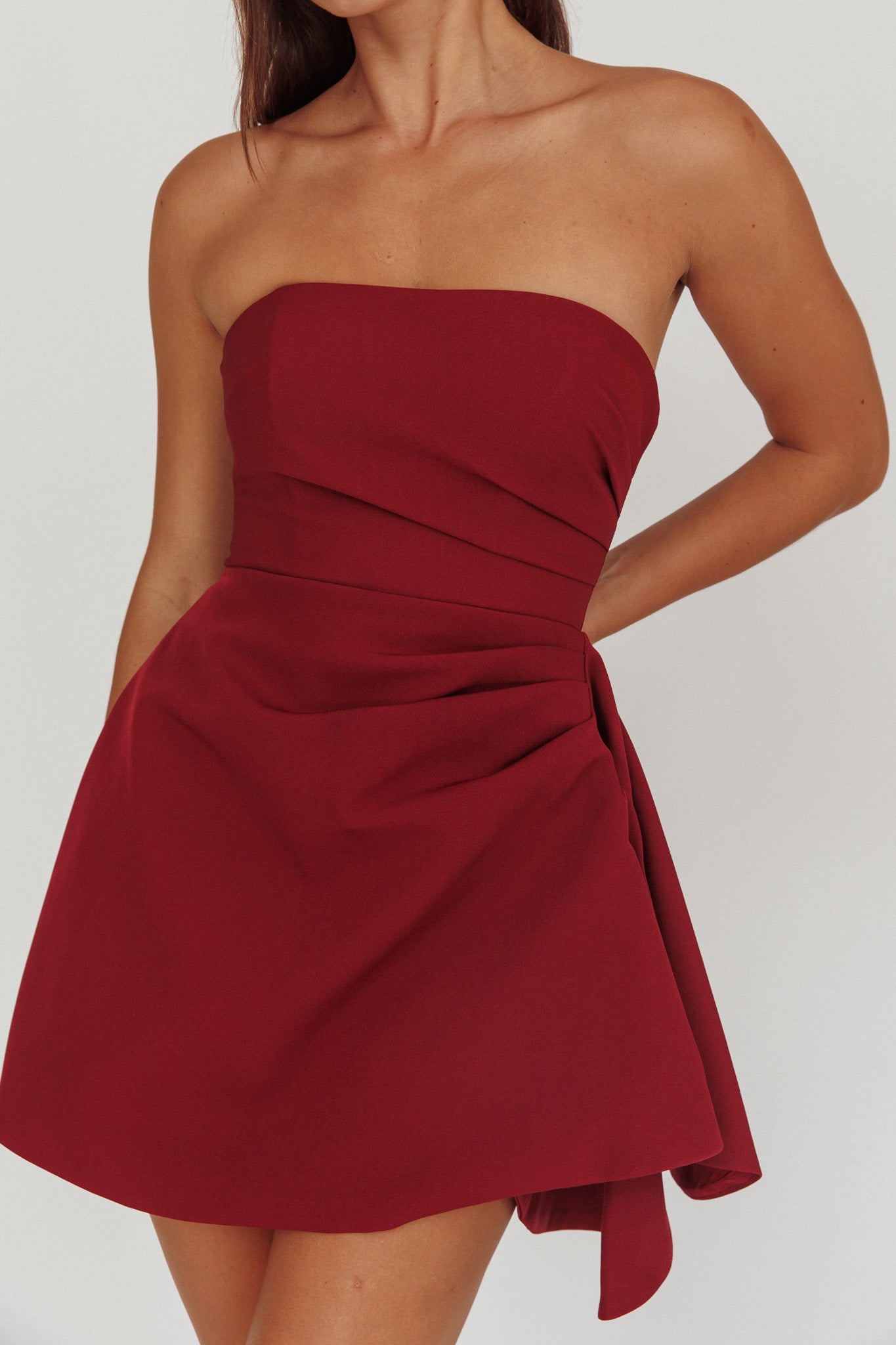Minnesota Strapless Mini Dress Wine-Fable Dress
