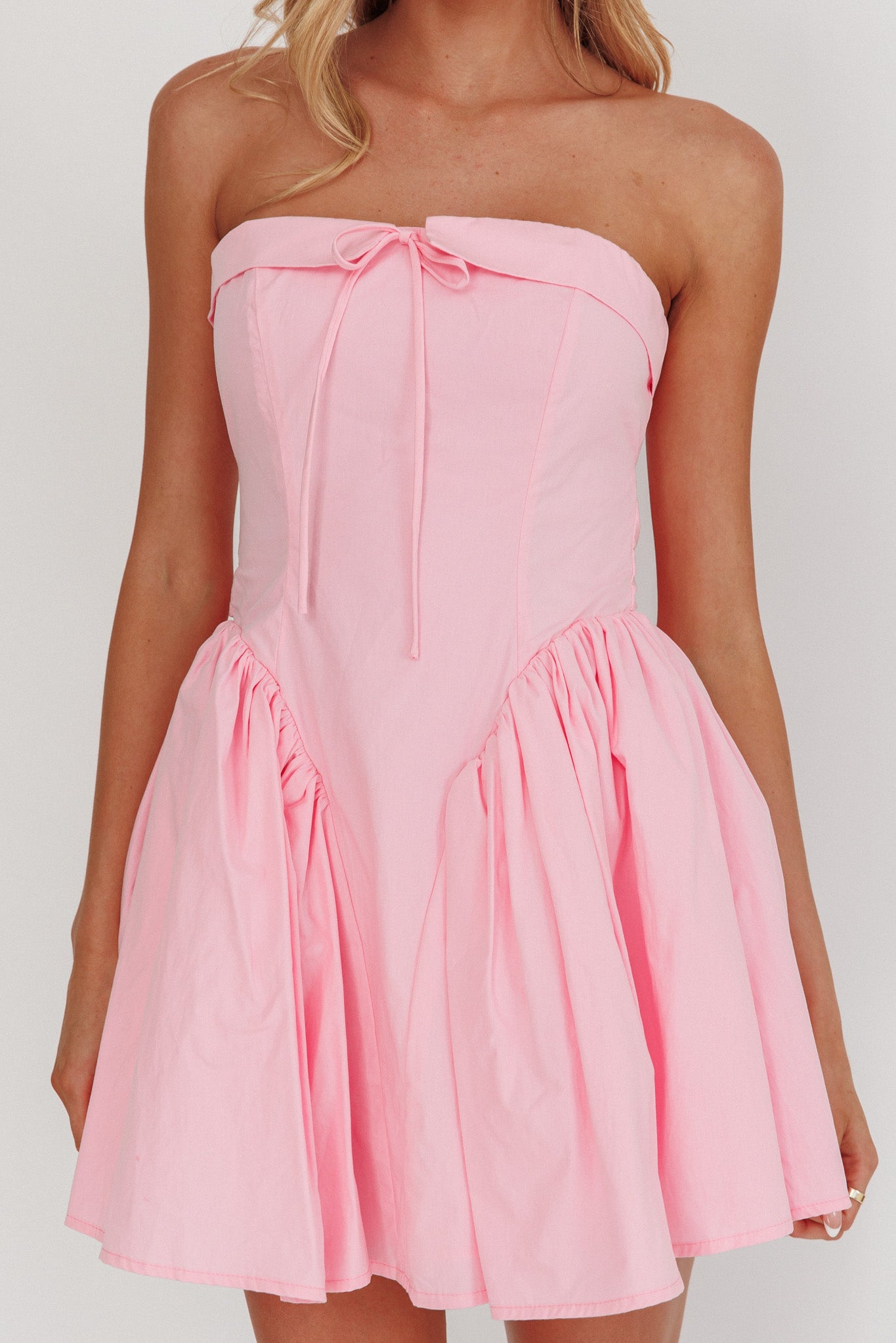 Angel Girls Bow Back Mini Dress Pink-Fable Dress