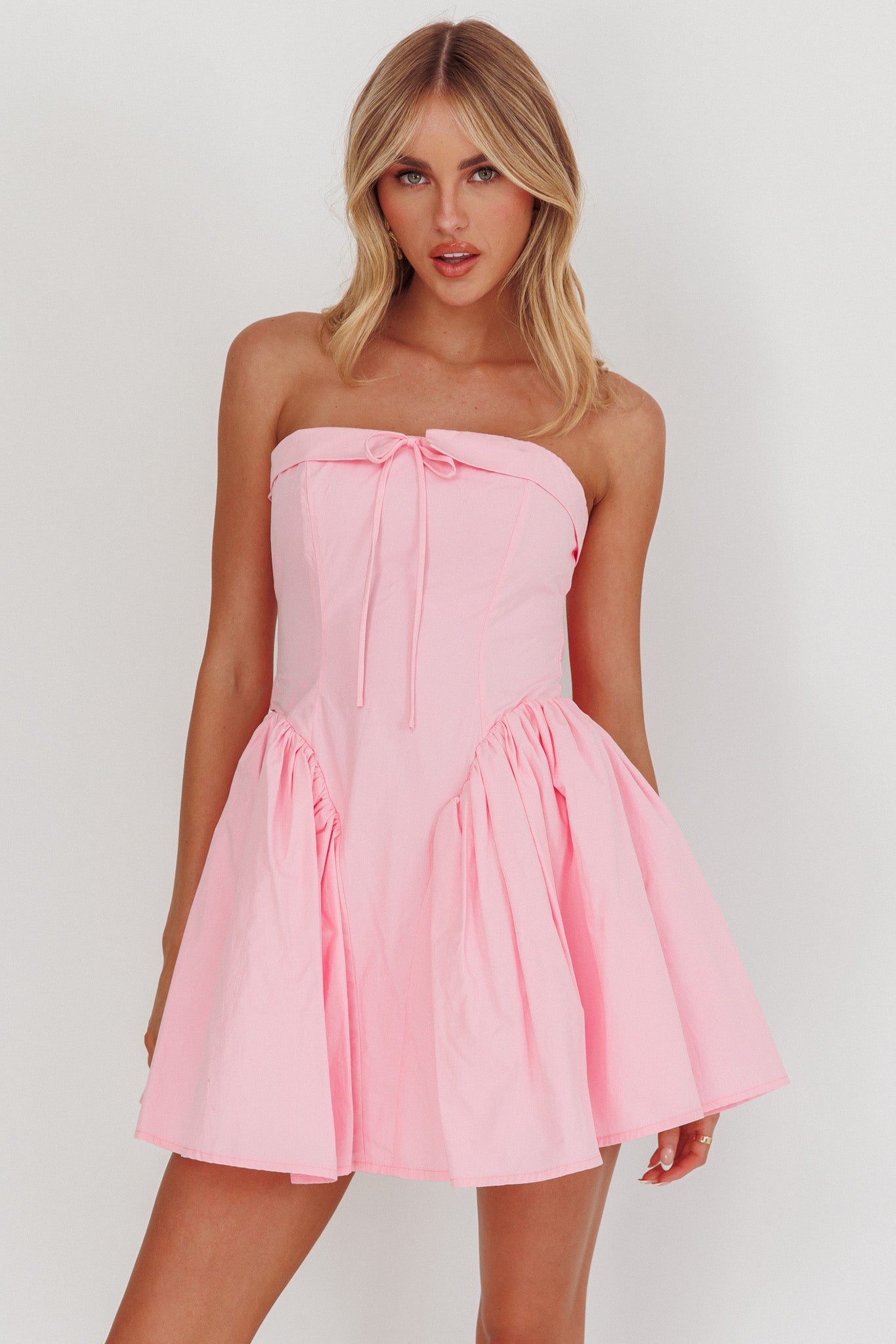 Angel Girls Bow Back Mini Dress Pink-Fable Dress