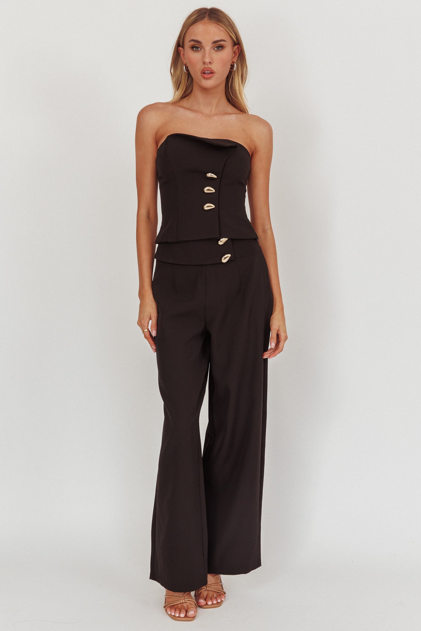 Ishani Hardware Decoration Pants Black-Fable Dress