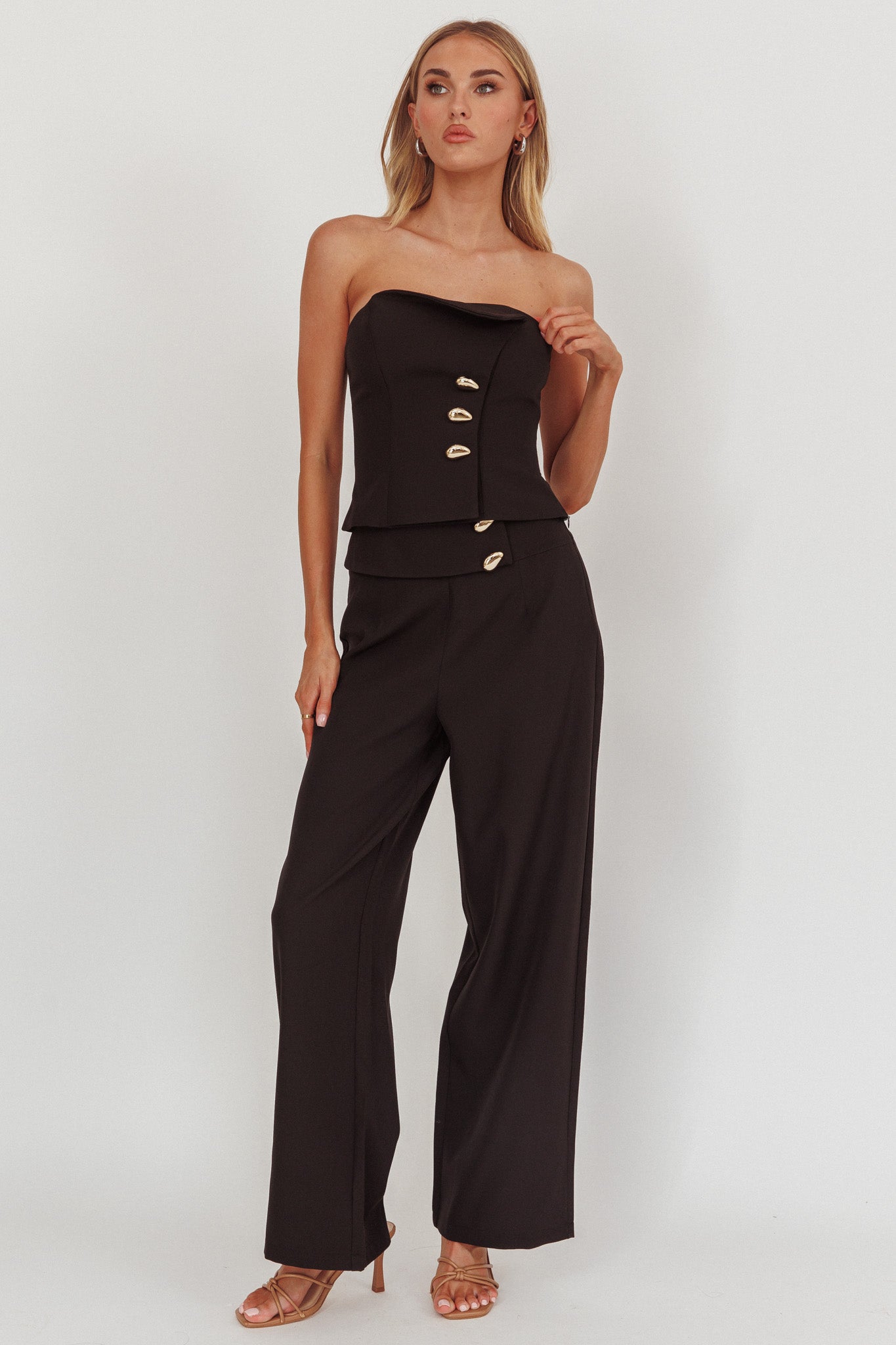 Ishani Hardware Decoration Pants Black-Fable Dress