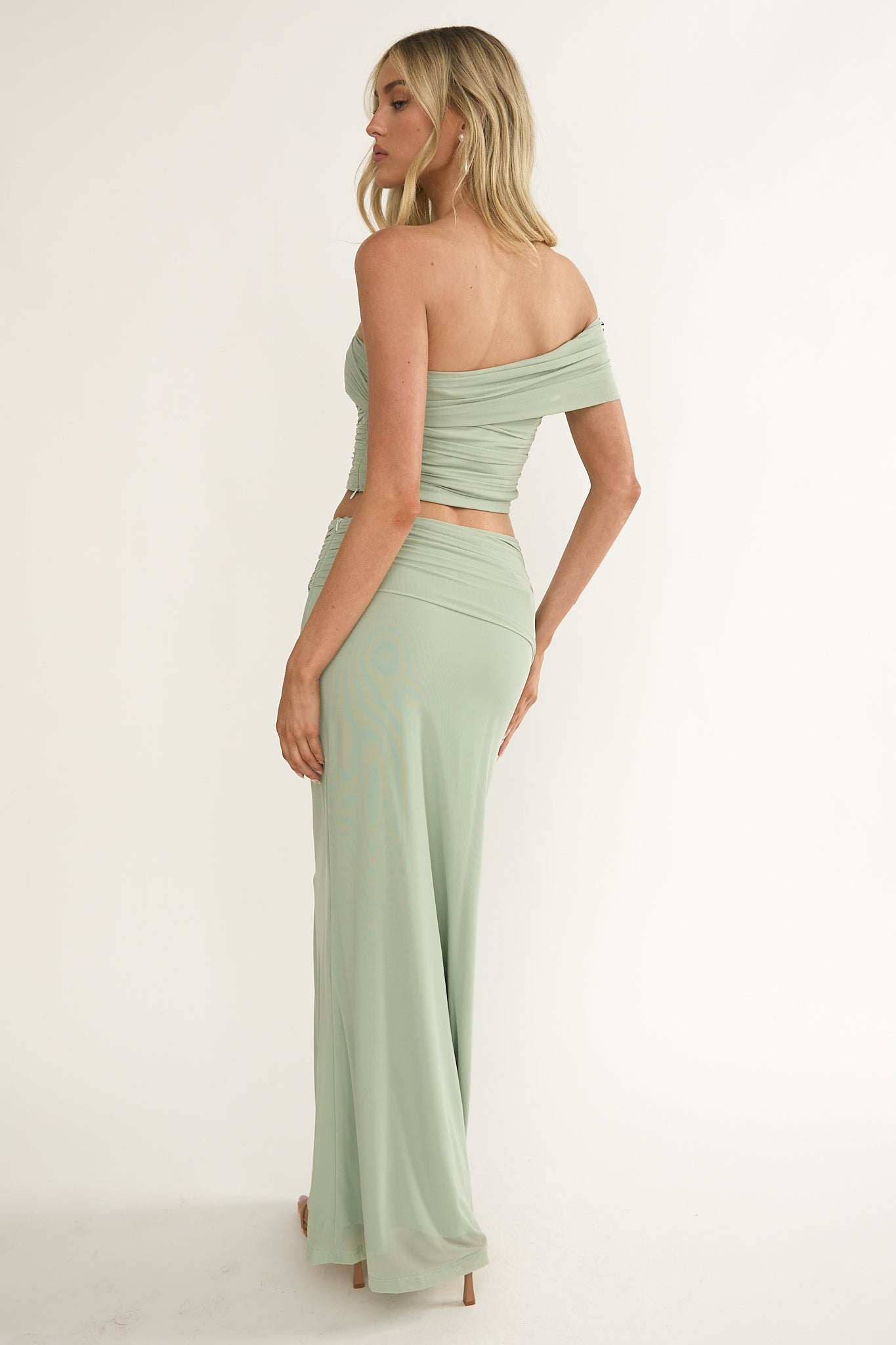 Gala Ruched Waist Maxi Skirt Sage-Fable Dress