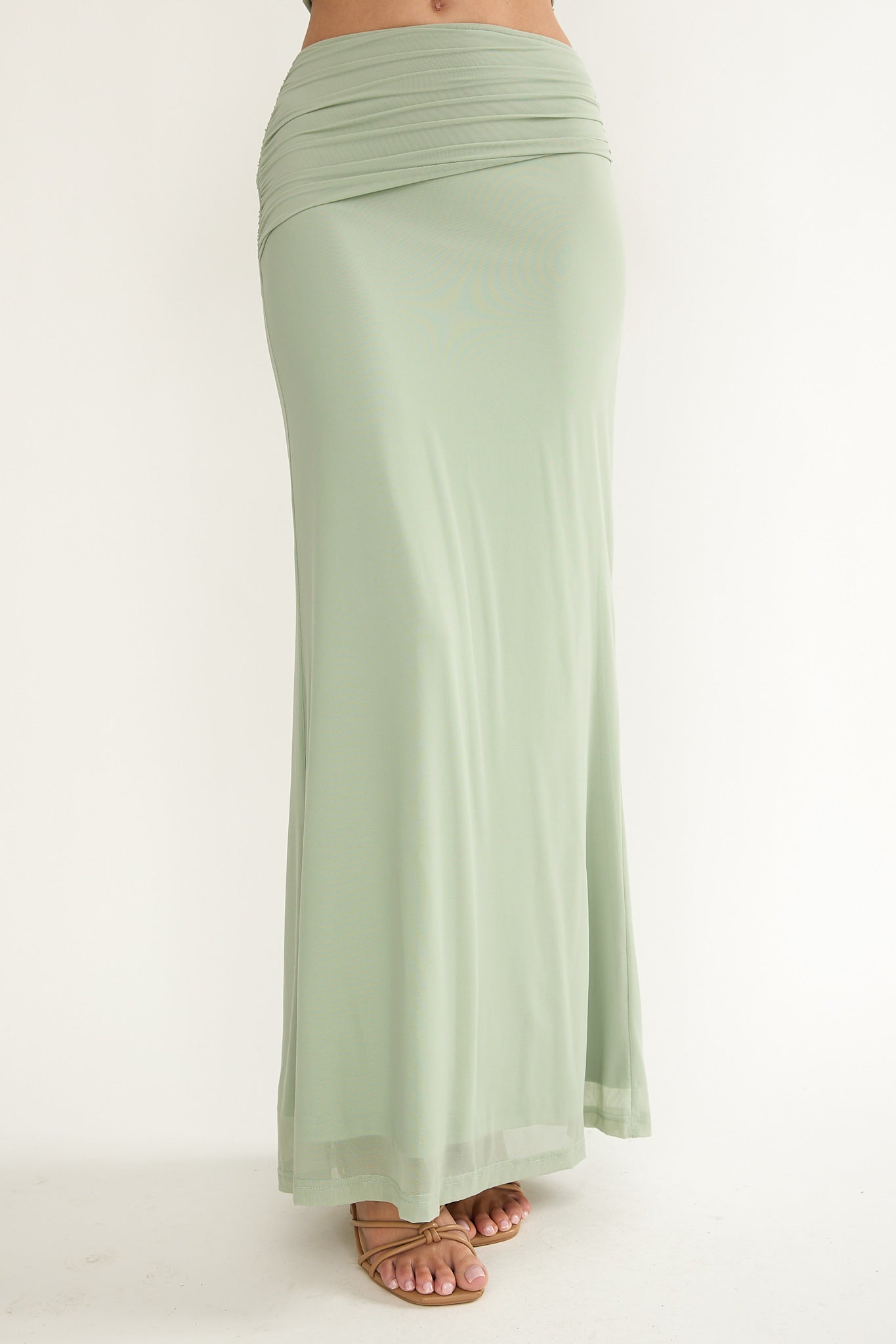 Gala Ruched Waist Maxi Skirt Sage-Fable Dress