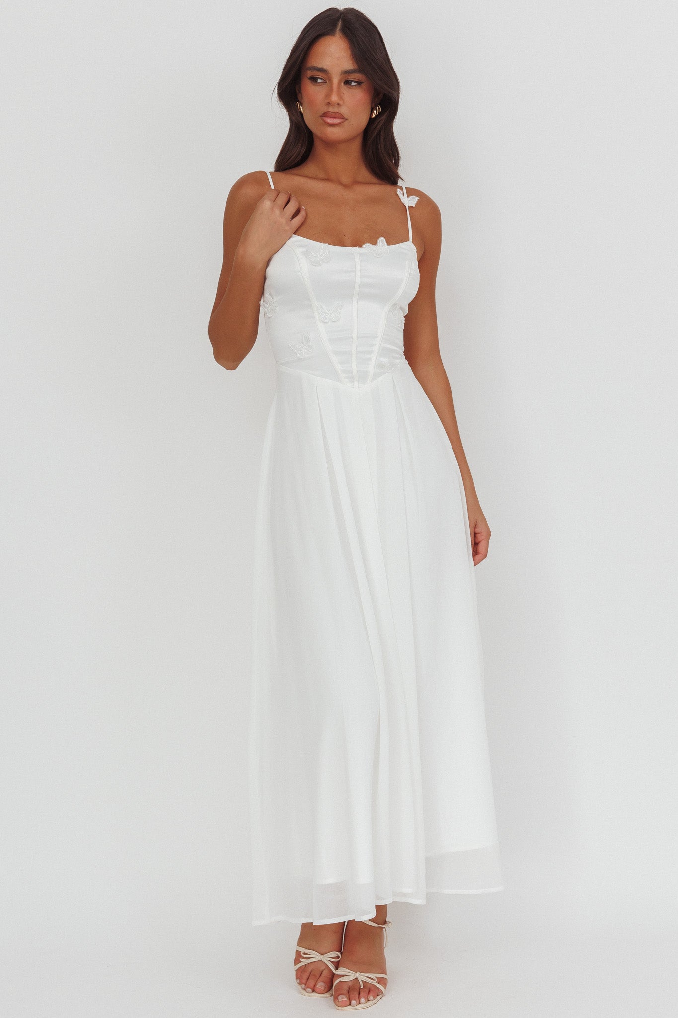 Lora Cami Strap Butterfly Dress White-Fable Dress
