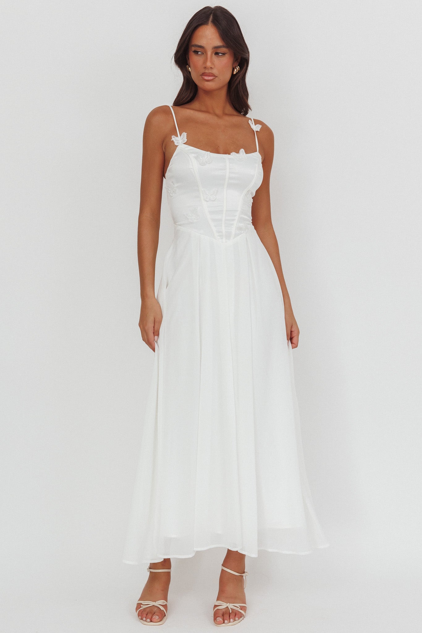 Lora Cami Strap Butterfly Dress White-Fable Dress