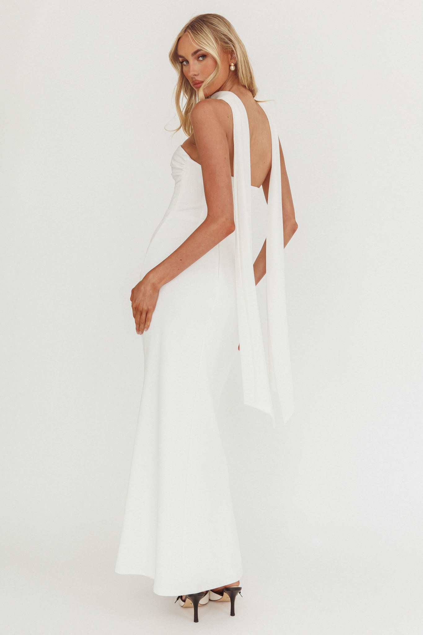 Of The Night Twist Bust Maxi Dress White-Fable Dress