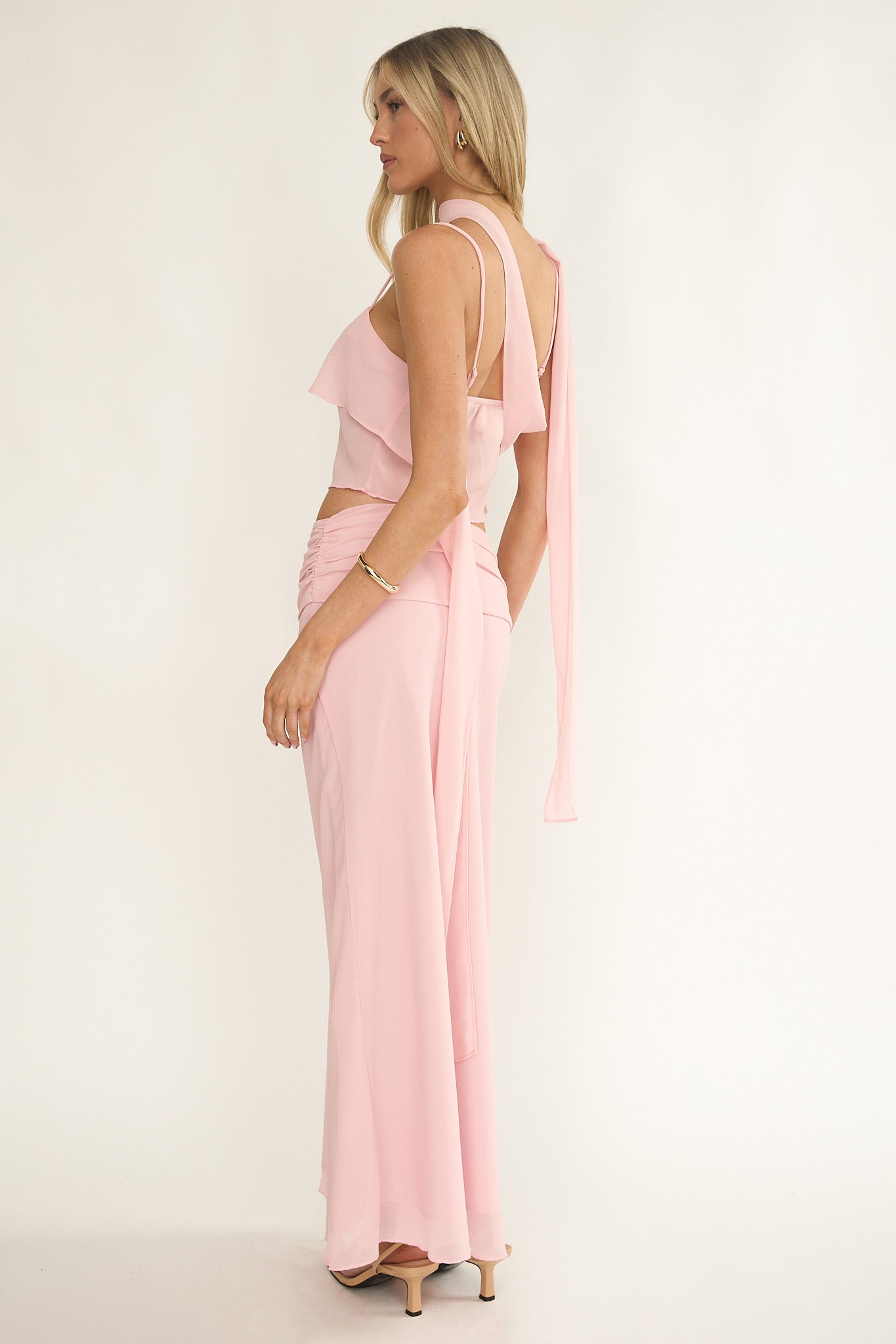 Serrita Gathered Waist Maxi Skirt Blush-Fable Dress