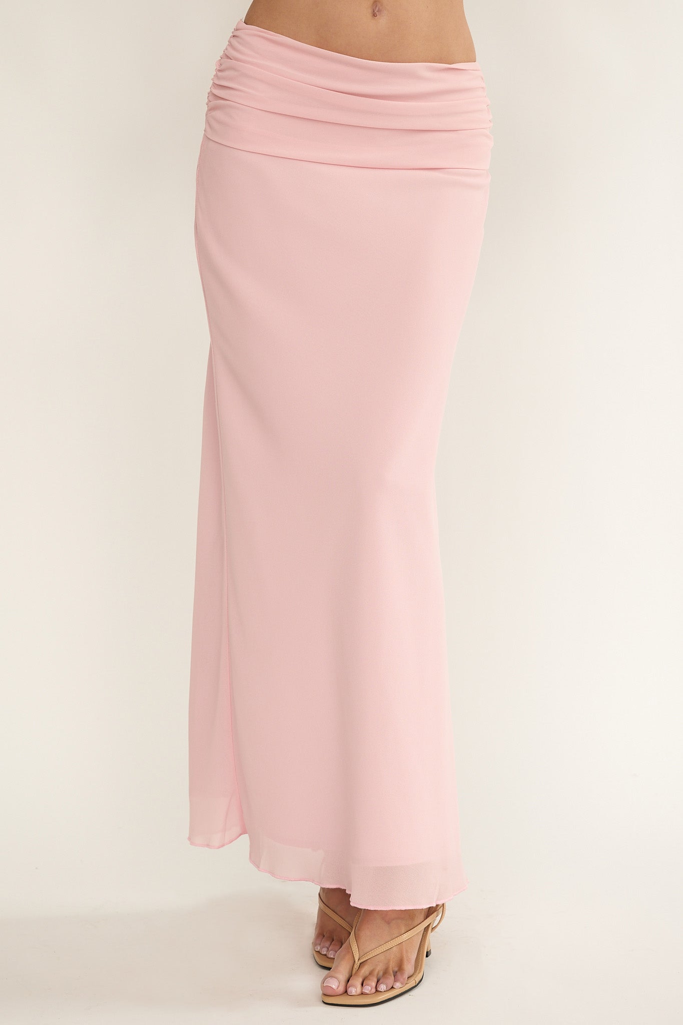 Serrita Gathered Waist Maxi Skirt Blush-Fable Dress