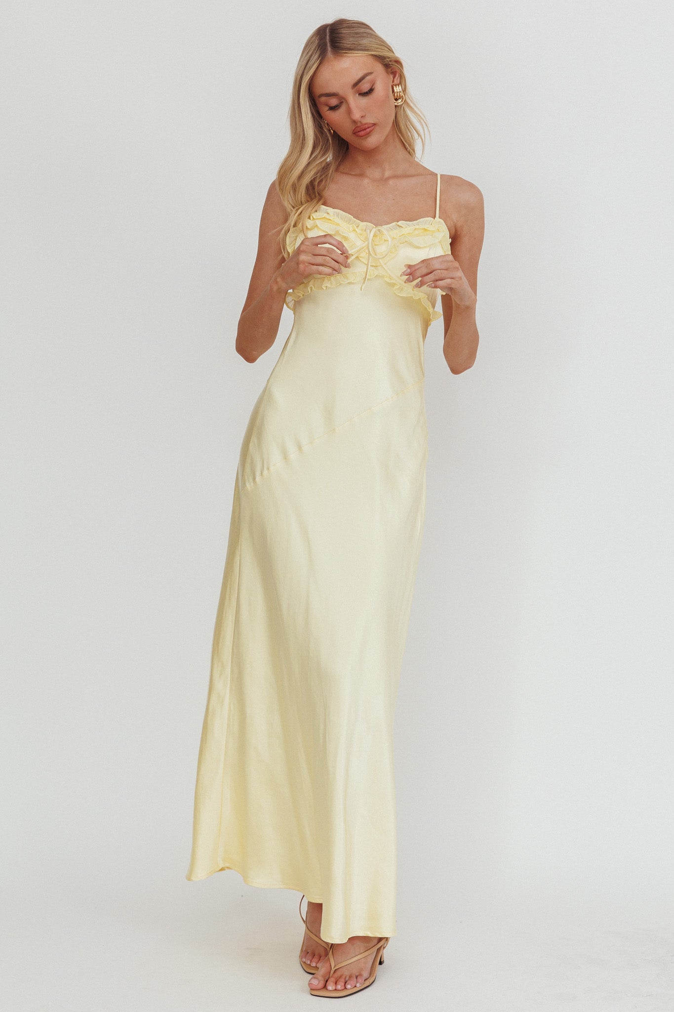 Caryn Frill Trim Maxi Dress Butter-Fable Dress