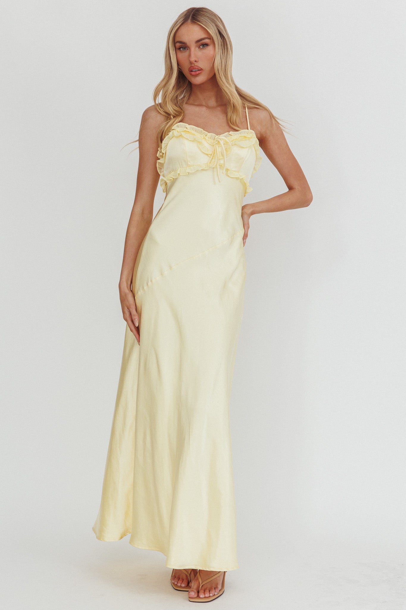 Caryn Frill Trim Maxi Dress Butter-Fable Dress