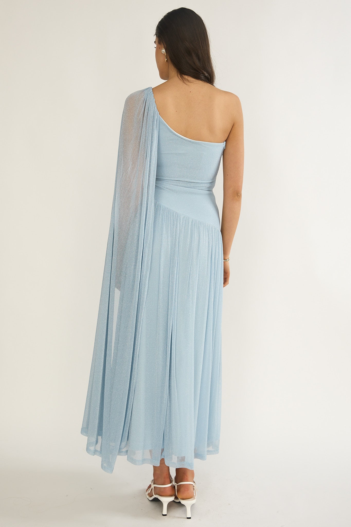 Zorina One-Shoulder Drape Maxi Dress Blue-Fable Dress