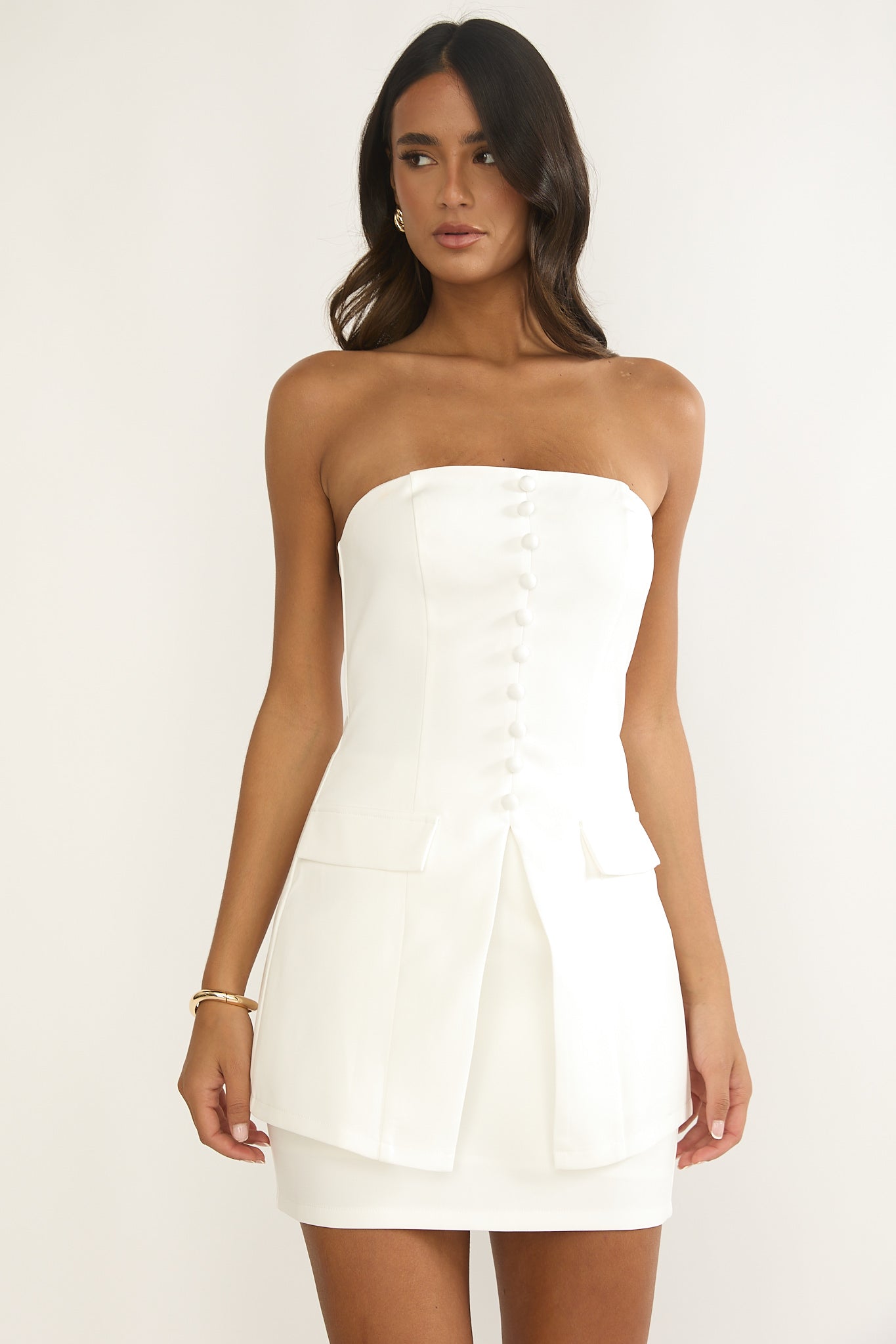 Ilara A-Line Mini Skirt White-Fable Dress