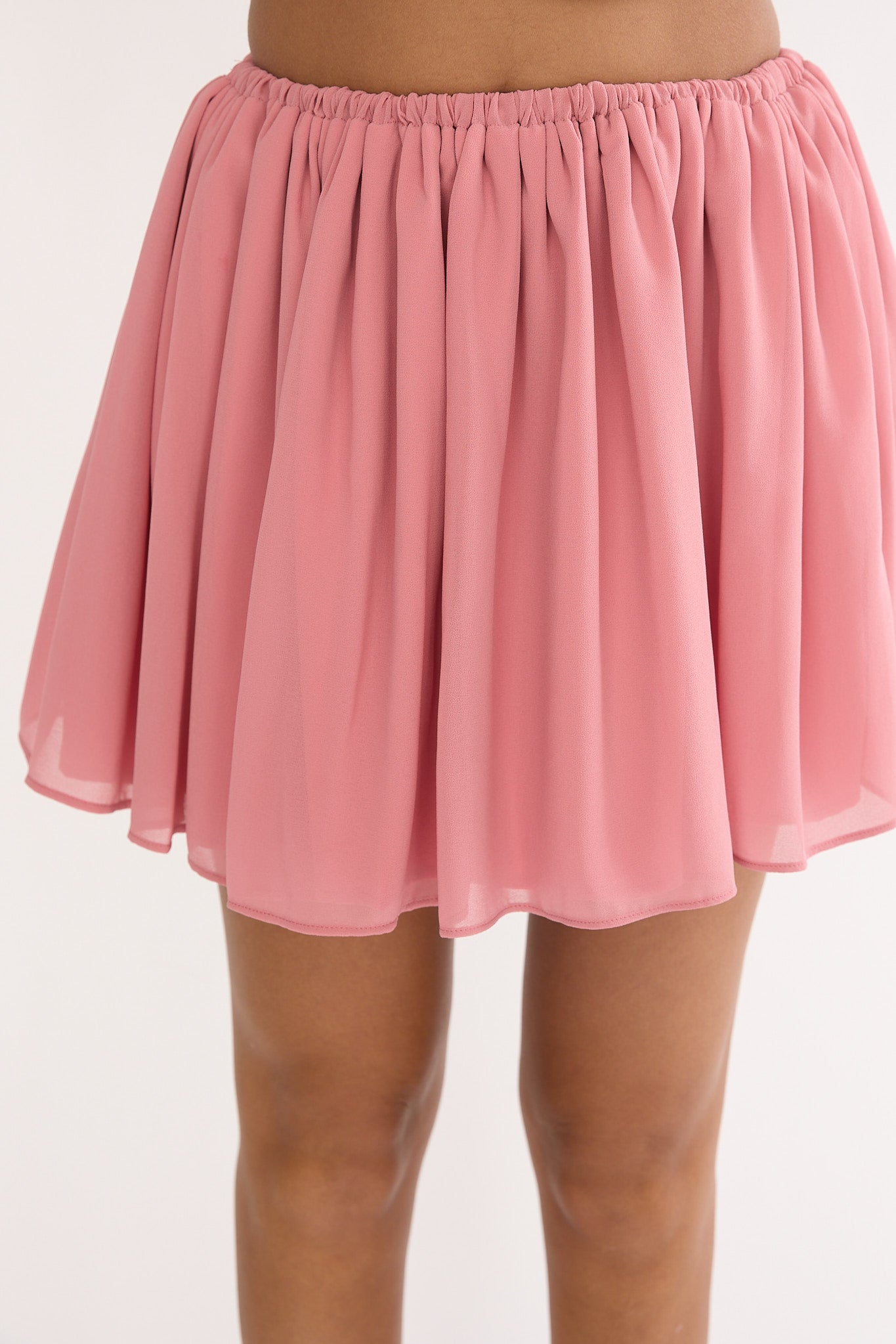 Sunset Serenade Elasticated Waist Mini Skirt Rose-Fable Dress
