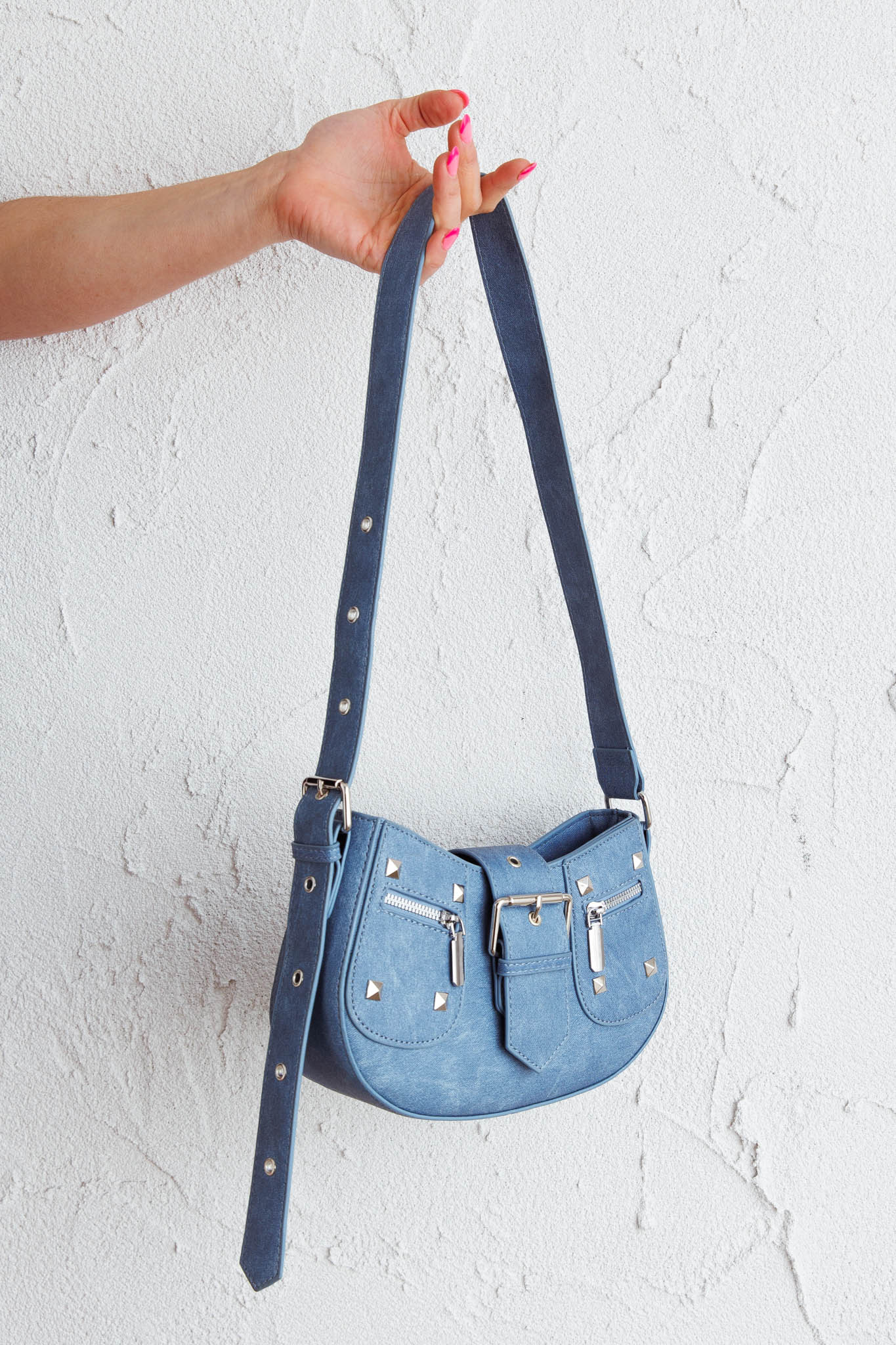 Britney Buckle Saddle Bag Denim-Fable Dress