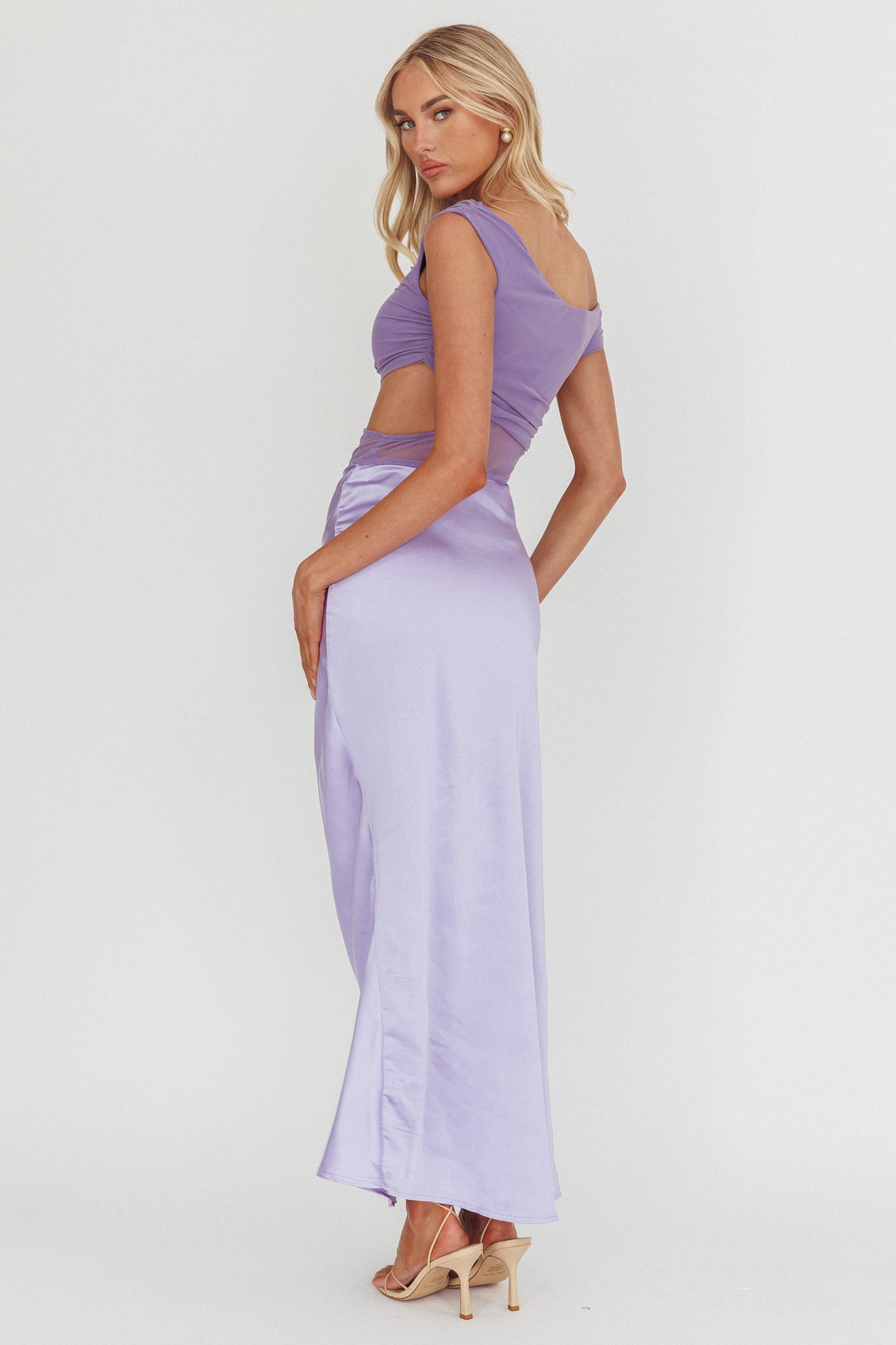 In Blooms Mesh Bodice Maxi Dress Lilac-Fable Dress