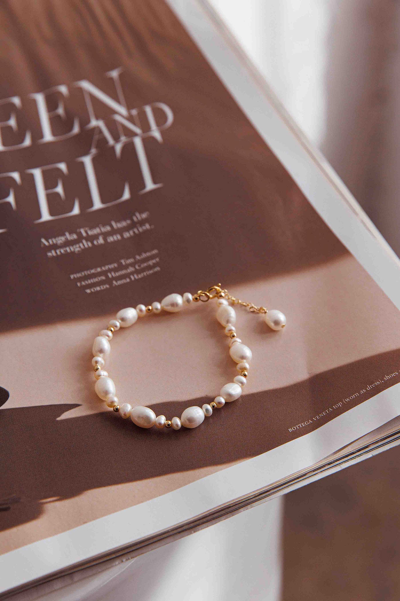 Chantel Baroque Pearl Bracelet Gold-Fable Dress