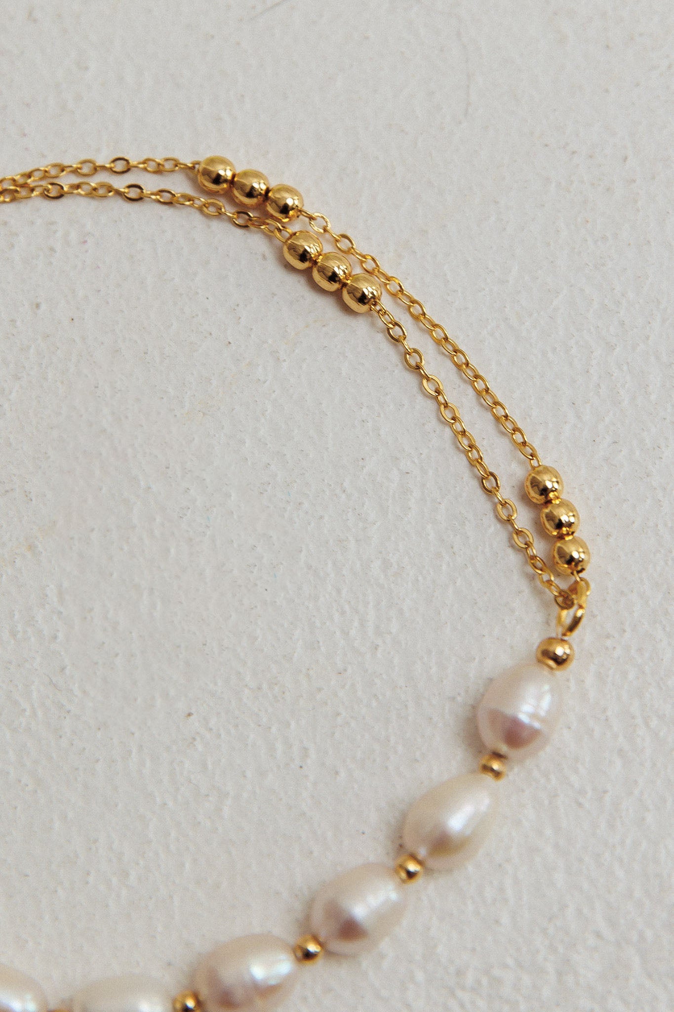 Polaris Freshwater Pearl Double Chain Bracelet Gold-Fable Dress