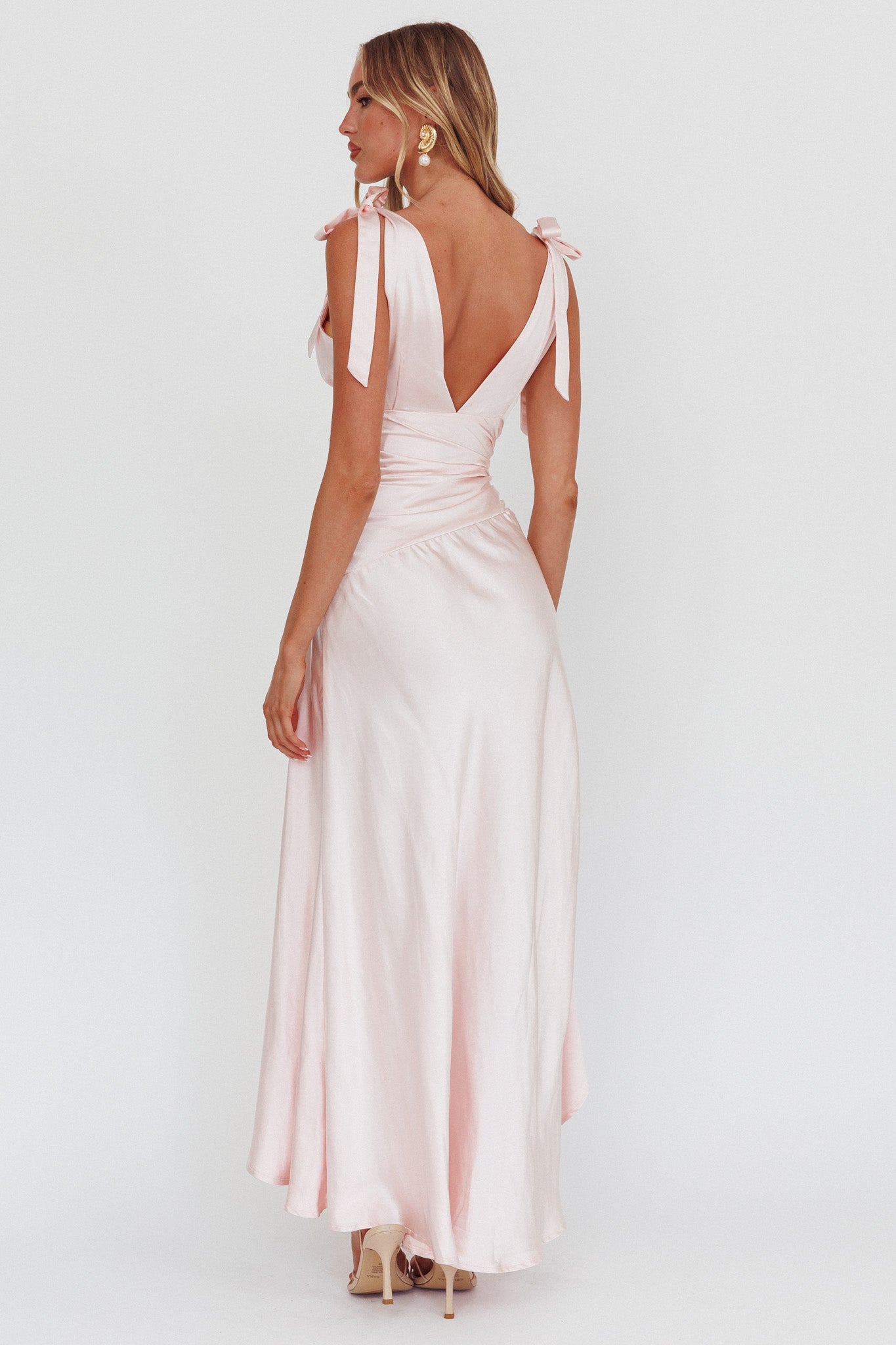 Aquila Tied Shoulder High-Low Hem Dress Blush-Fable Dress