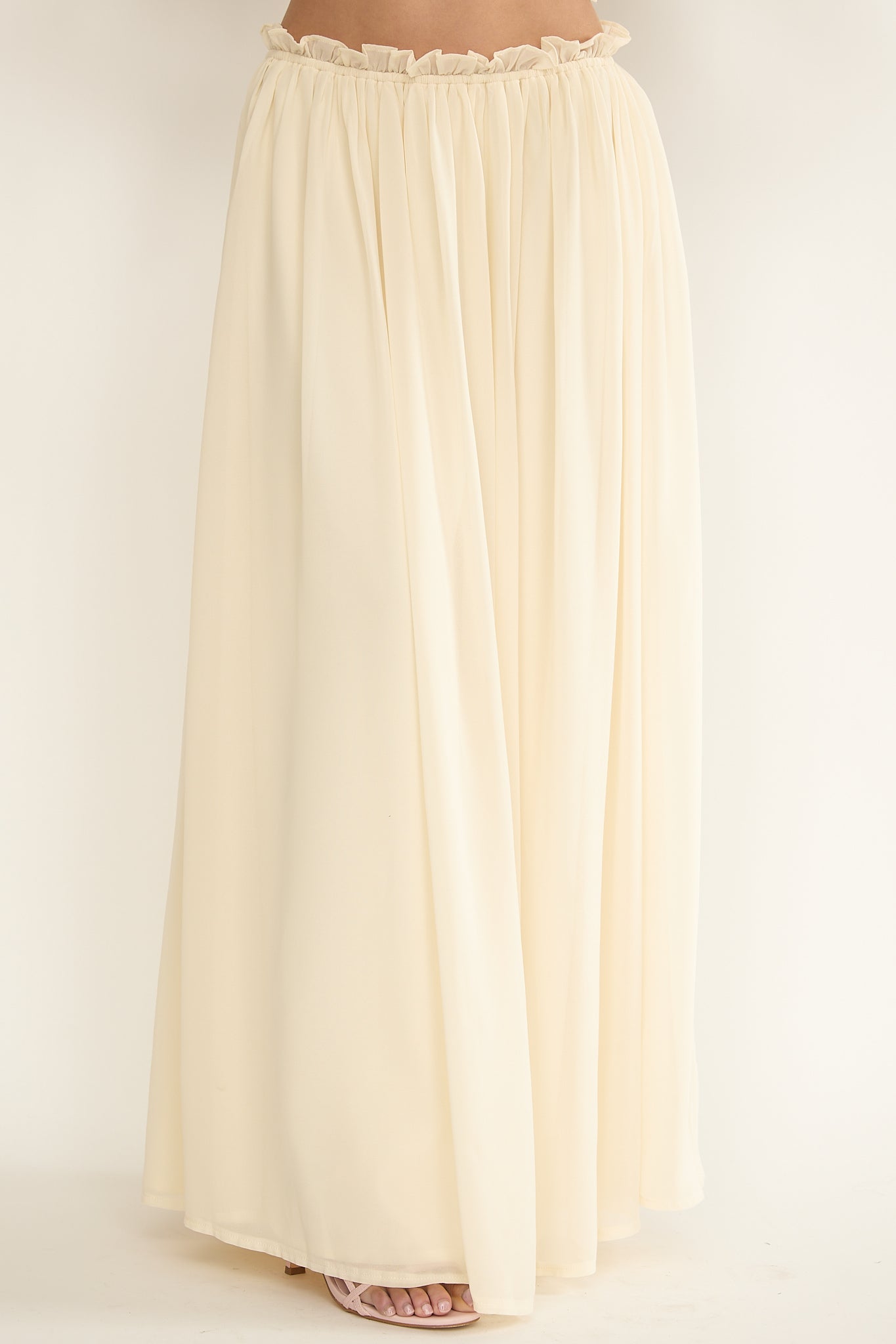 Marivelle Frill Trim Maxi Skirt Oyster-Fable Dress
