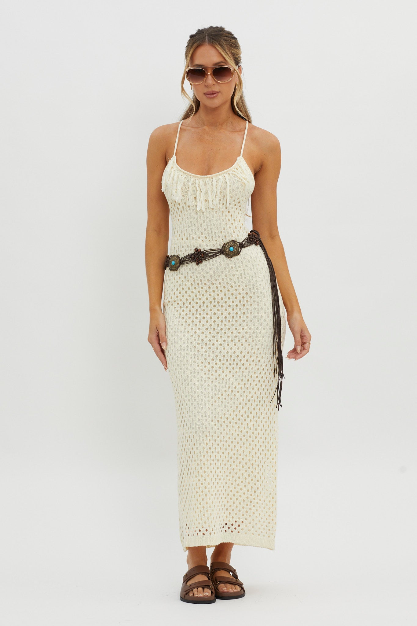 Midwest Fringe Boho Belt Brown-Fable Dress