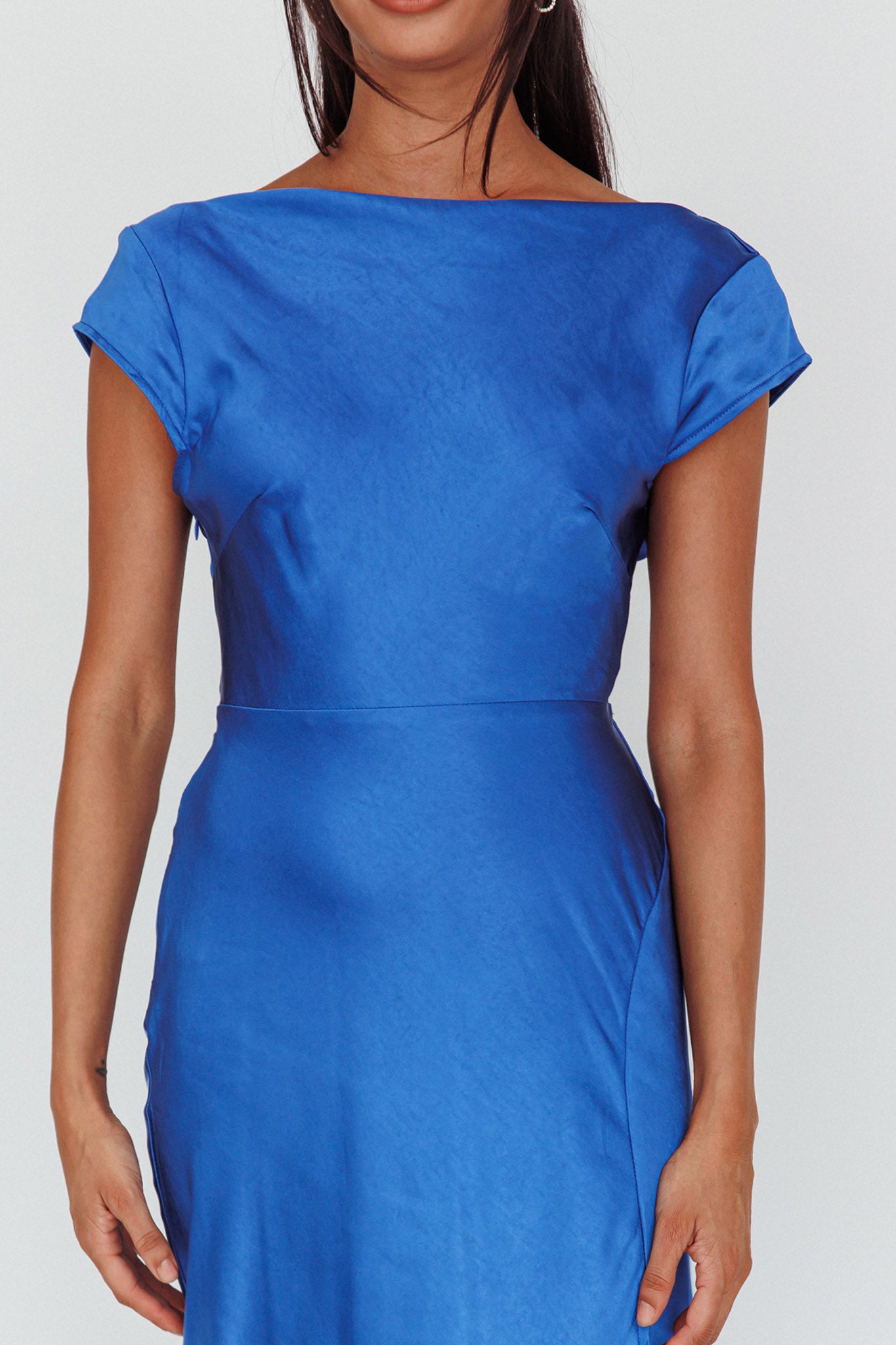 Lucinda Twist Back Midi Dress Navy-Fable Dress