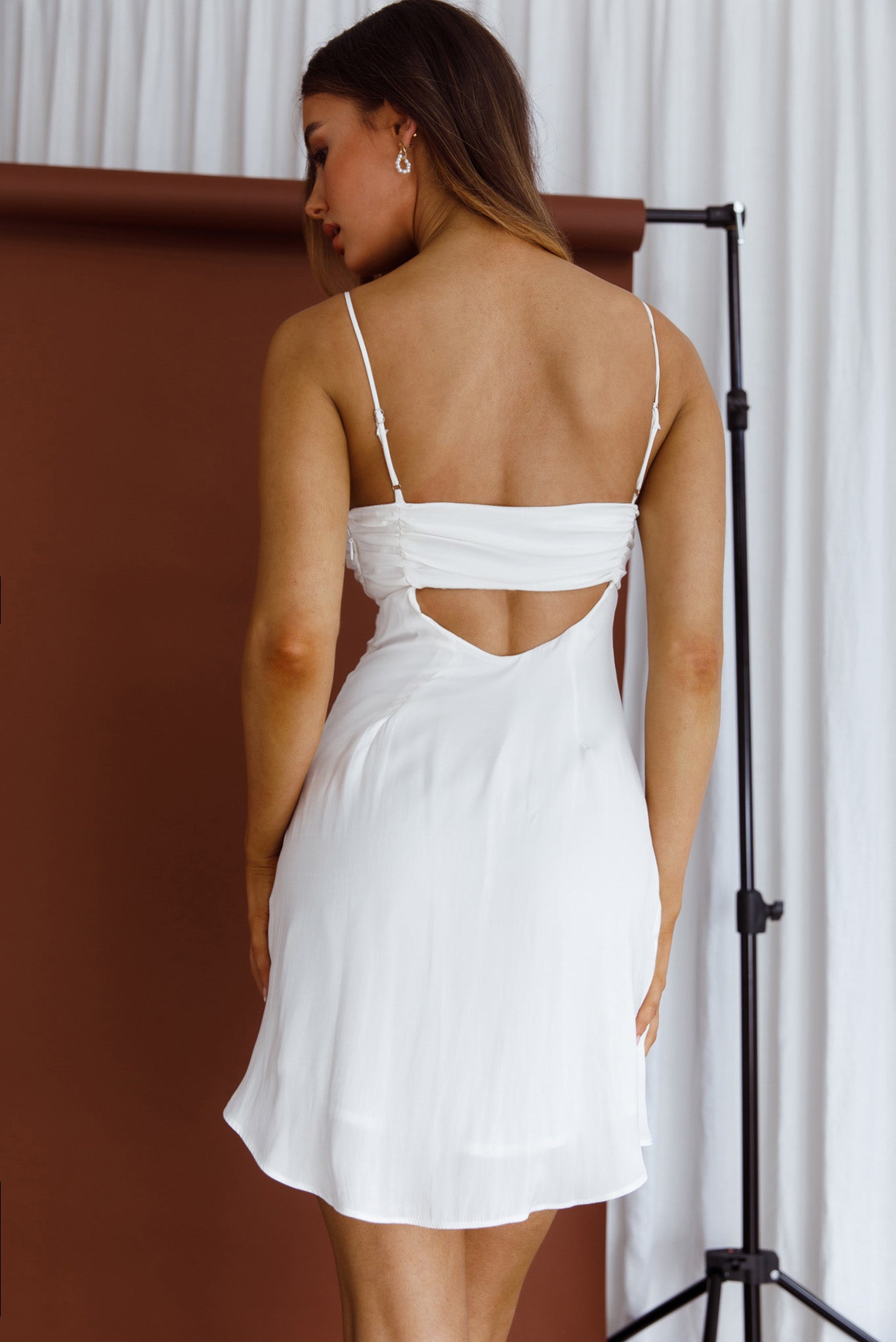 Aurelius Gathered Bust Cami Strap Mini Sundress Cream-Fable Dress