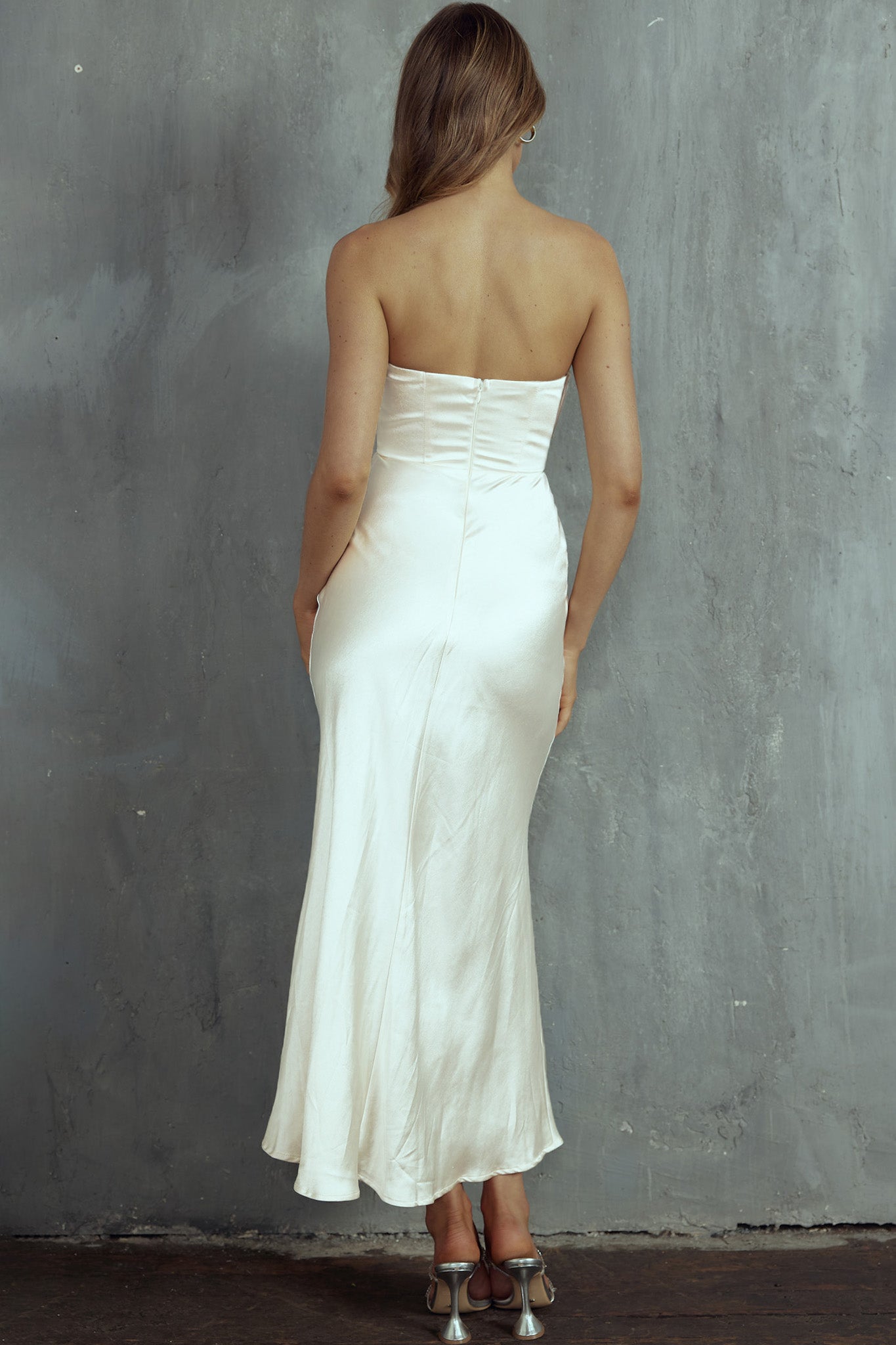 Yvette Wrap Neckline Midi Dress Oyster-Fable Dress