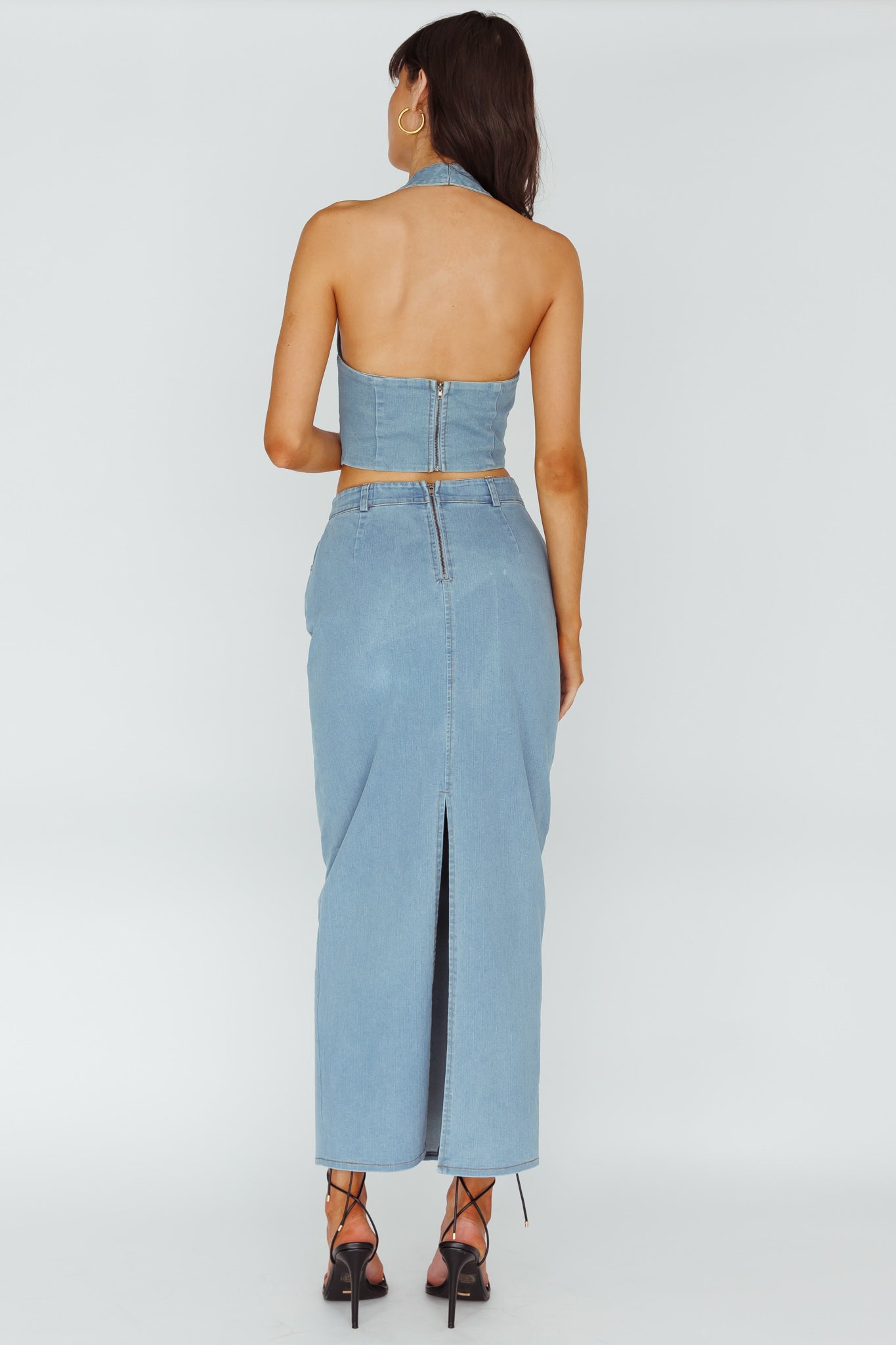 Zurich Pocket Maxi Skirt Denim Blue-Fable Dress