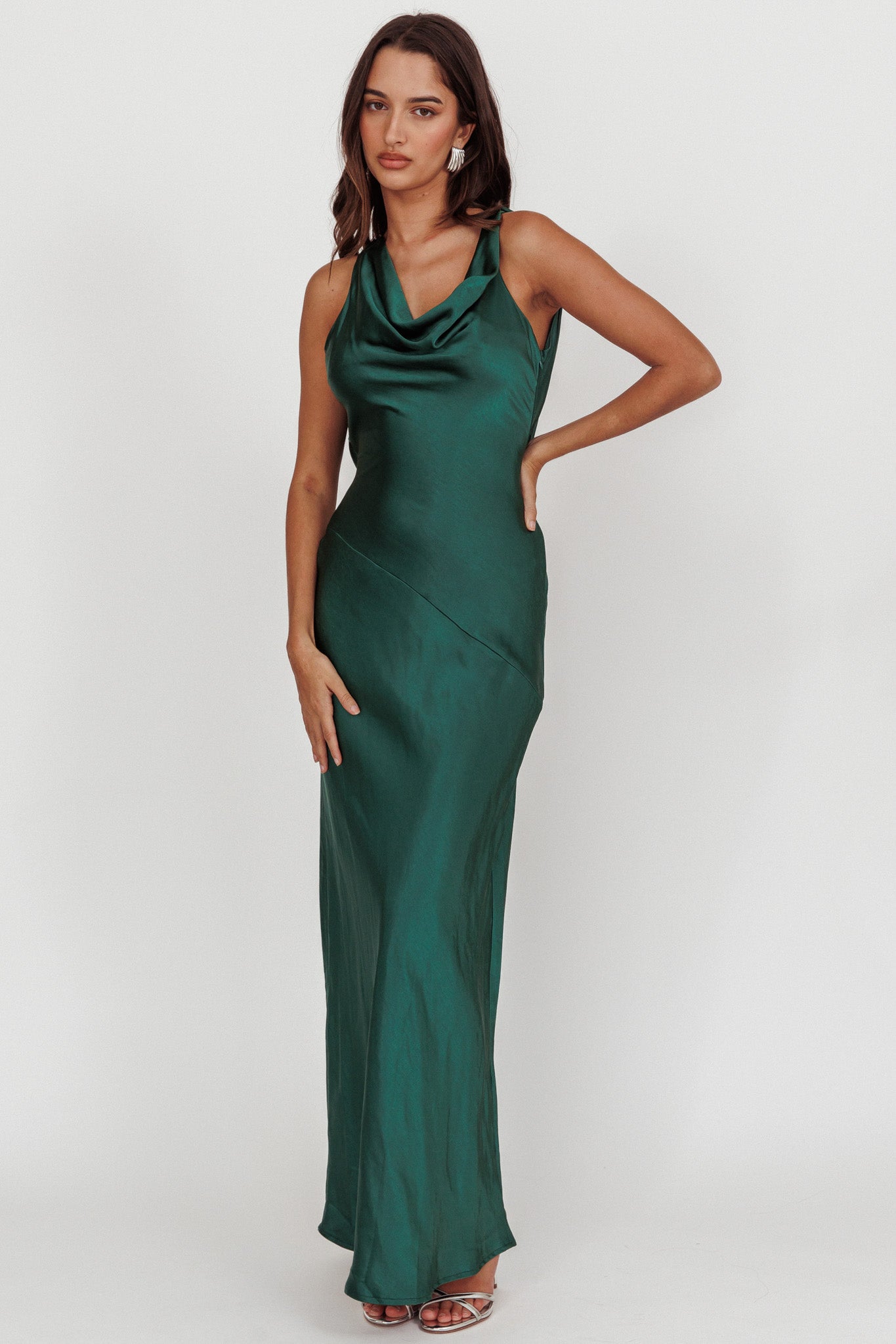 Cassiopeia Open Back Maxi Dress Forest Green-Fable Dress