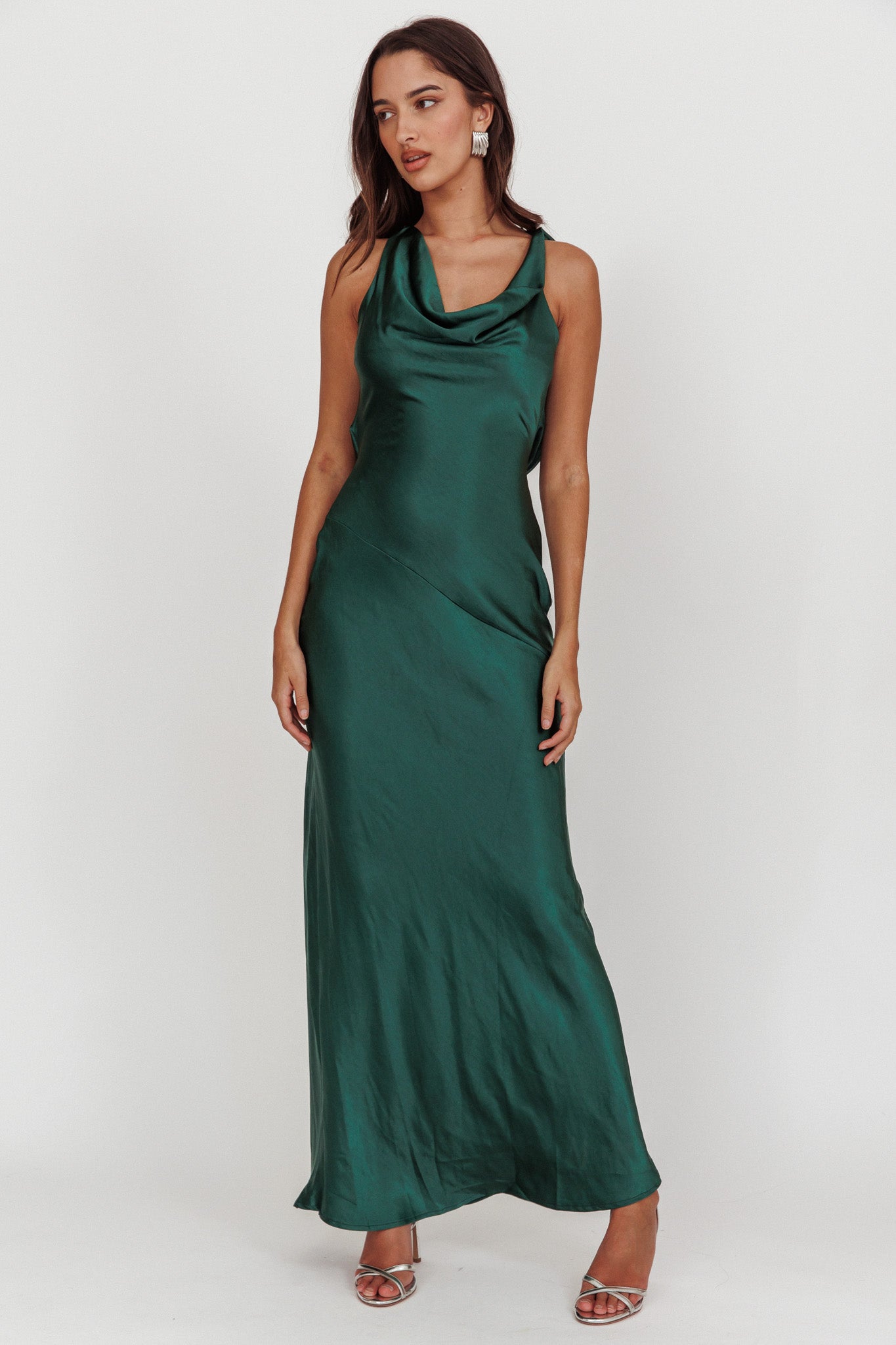 Cassiopeia Open Back Maxi Dress Forest Green-Fable Dress