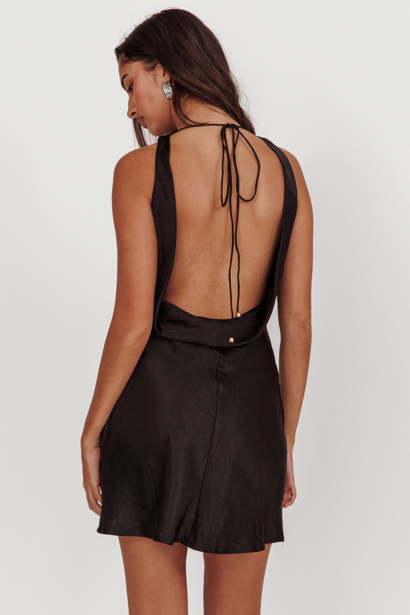 Cassiopeia Open Back Mini Dress Black-Fable Dress