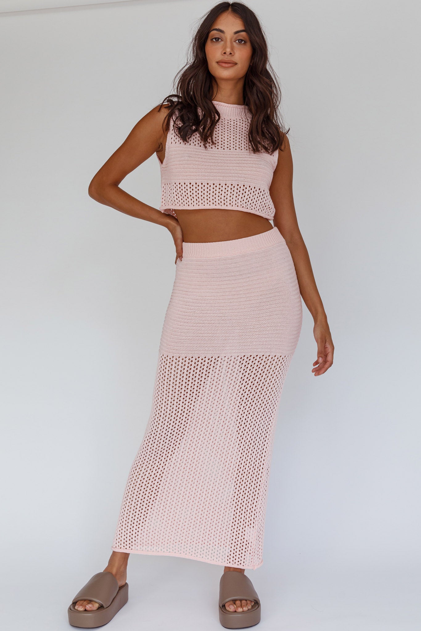 Bayside Crochet Maxi Skirt Pink-Fable Dress