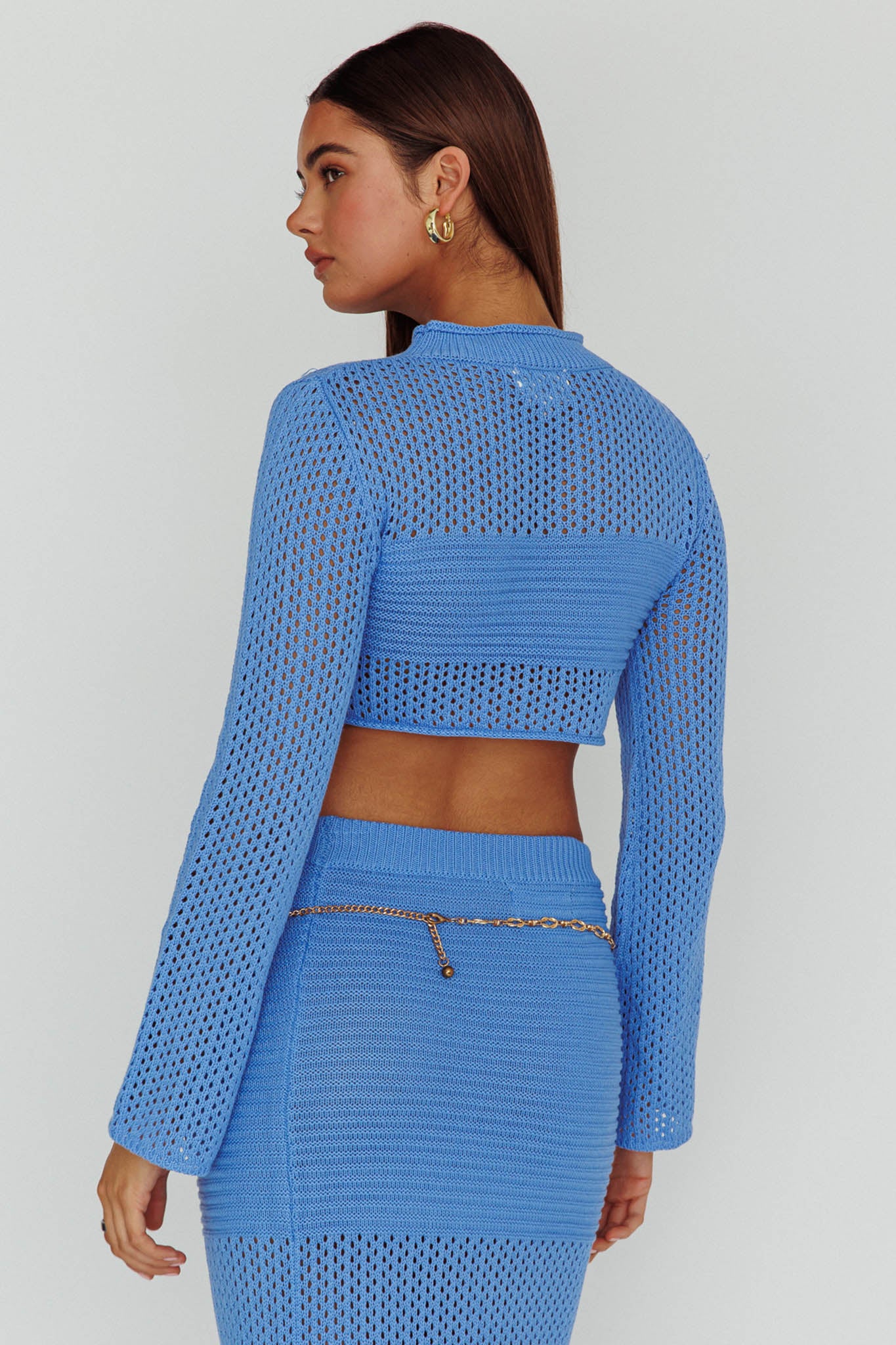 Bayside Long Sleeve Crochet Top Ocean-Fable Dress